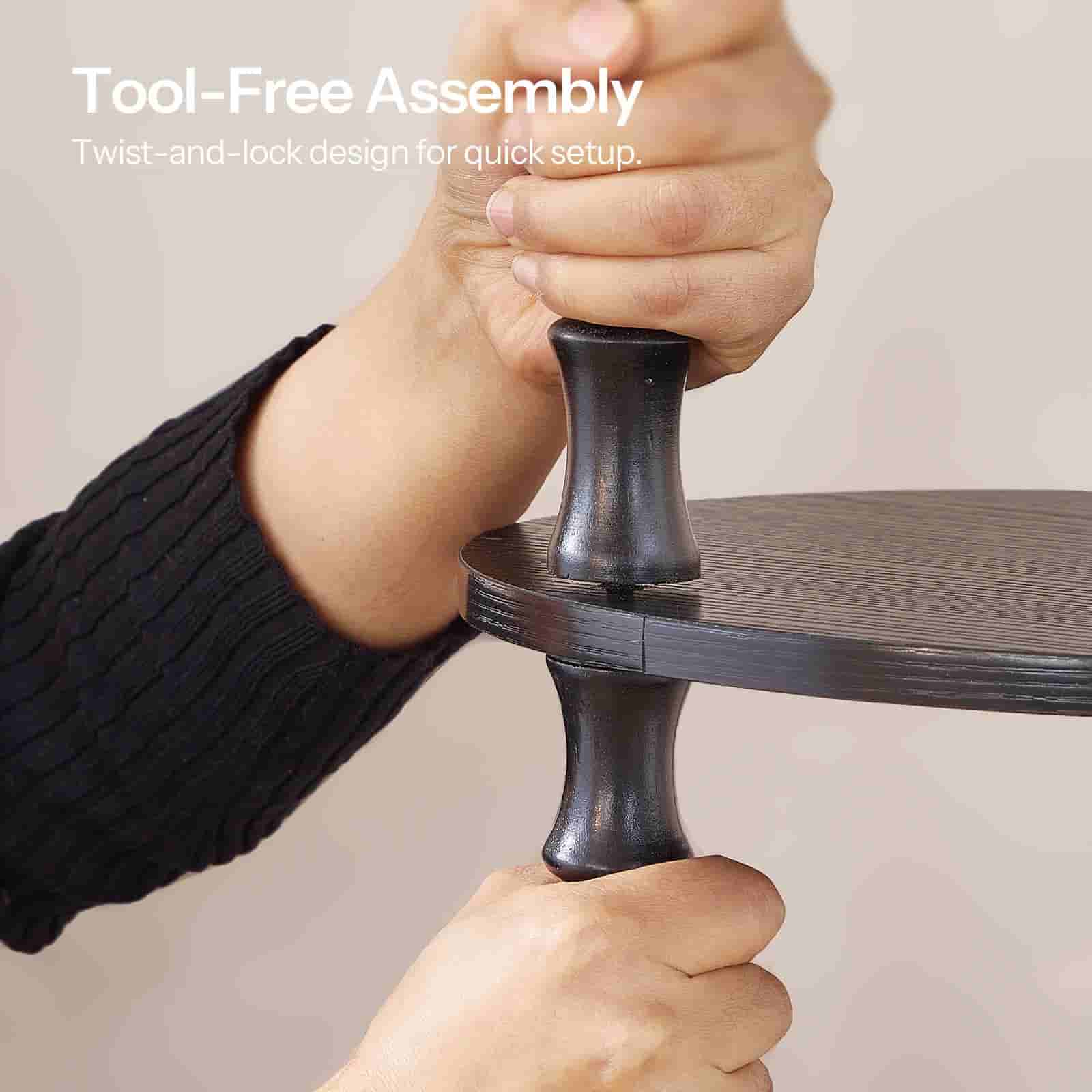 hoobro-table-appoint-ronde-noire-3-tag-res-pieds-bois image 7