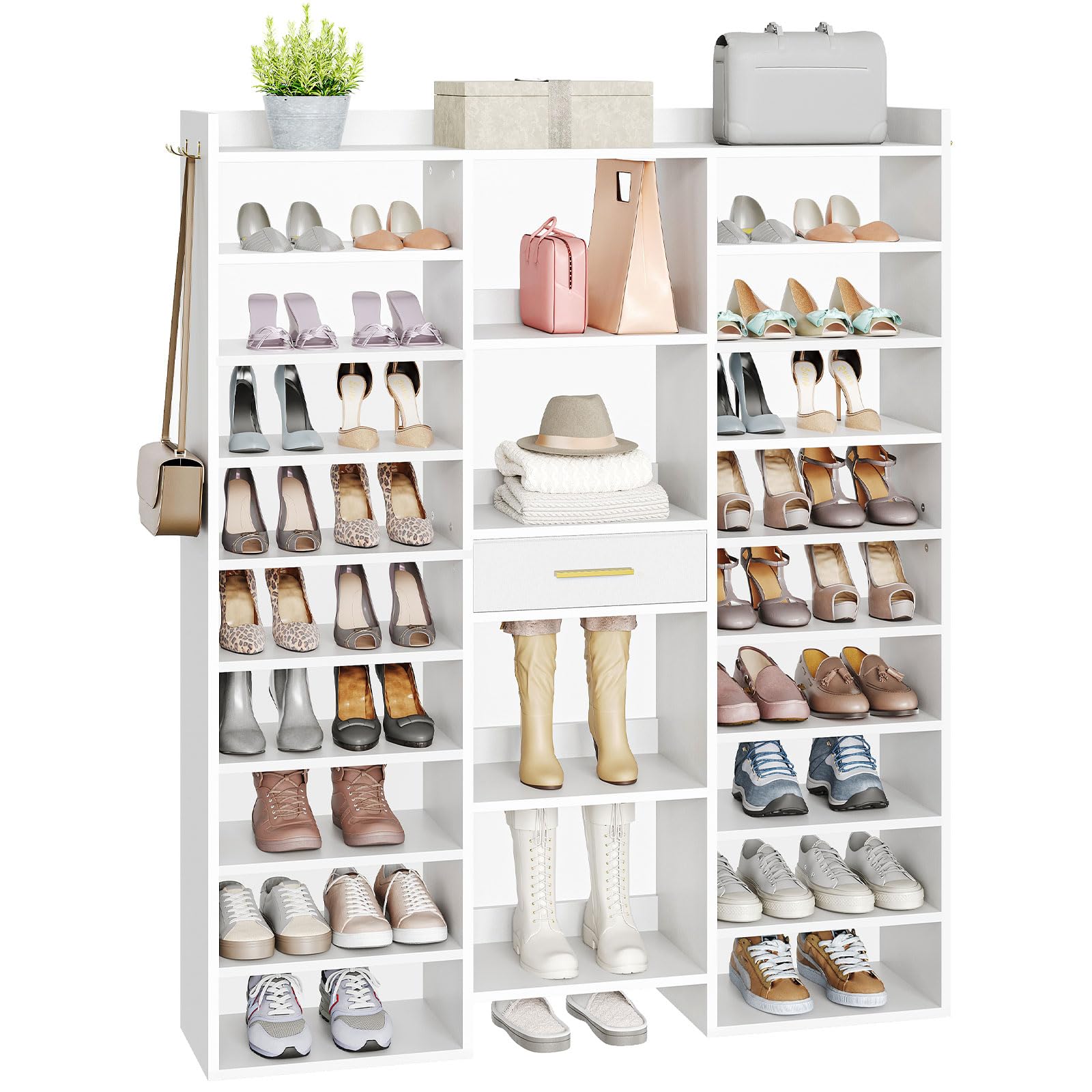 hoobro-shoe-racks-10-niveaux-meuble-chaussures-blanc-33-paires image 1