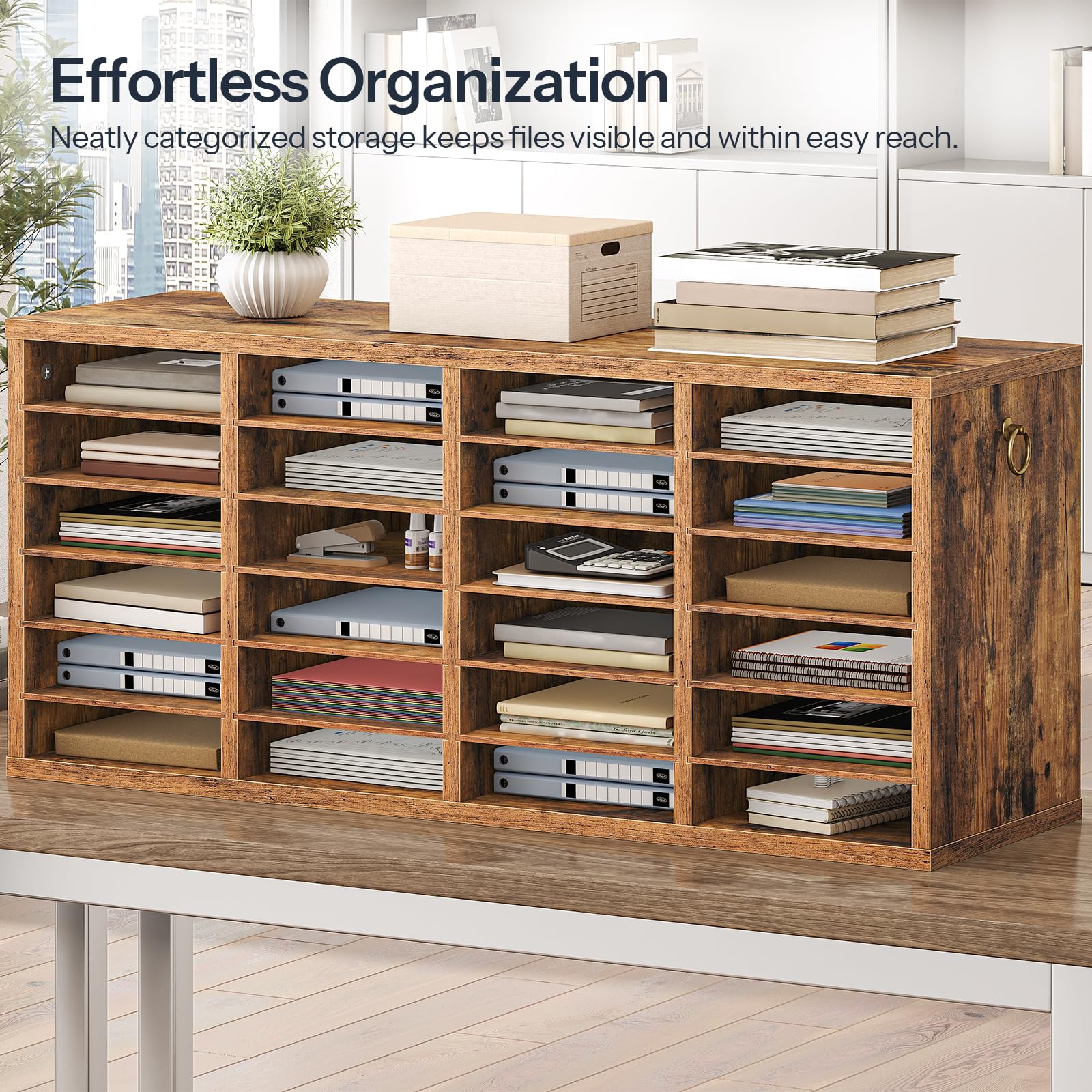 hoobro-home-office-trieur-courrier-24-cases-marron-bois image 2