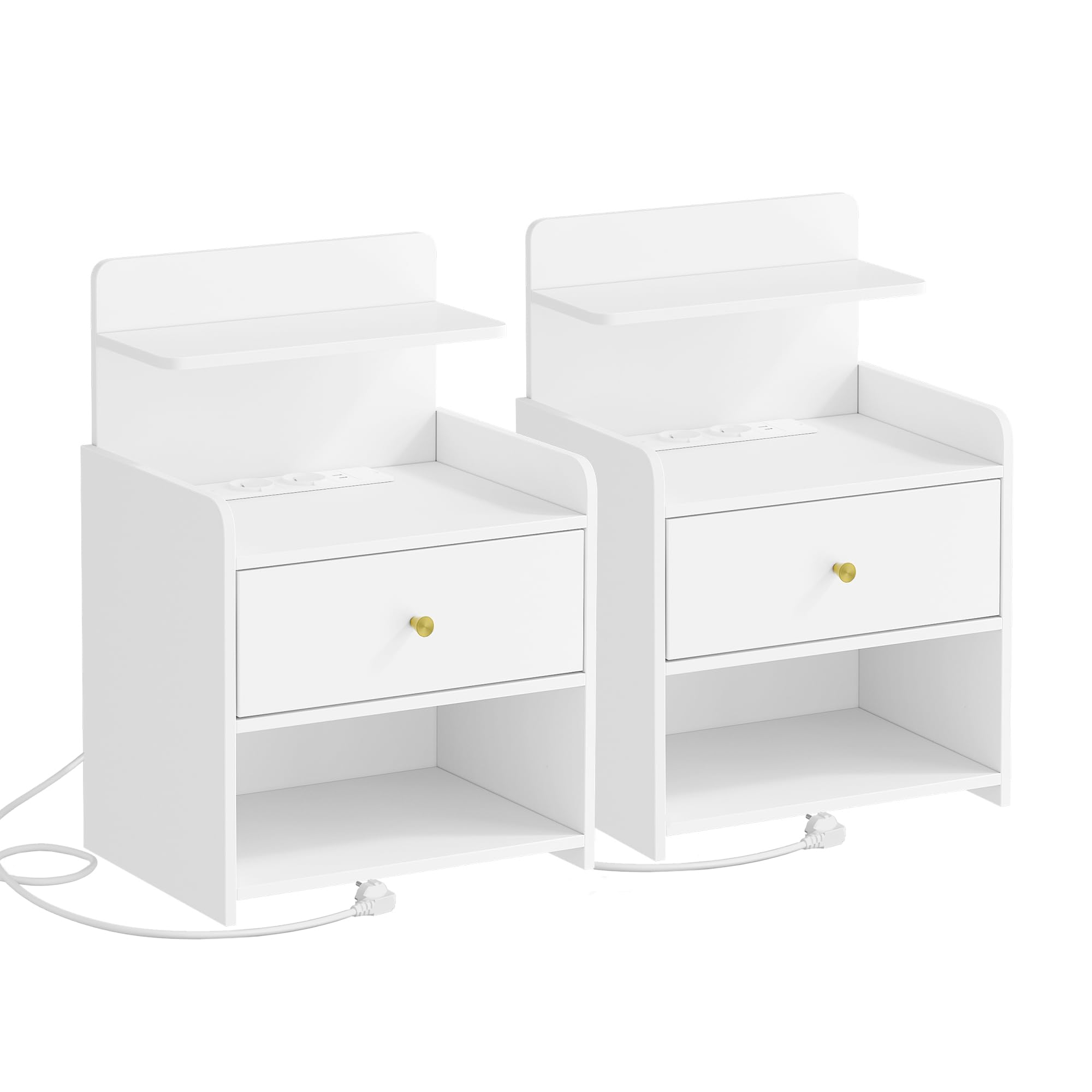 hexcelen-lot-2-tables-de-chevet-blanches-avec-prises-usb image 8