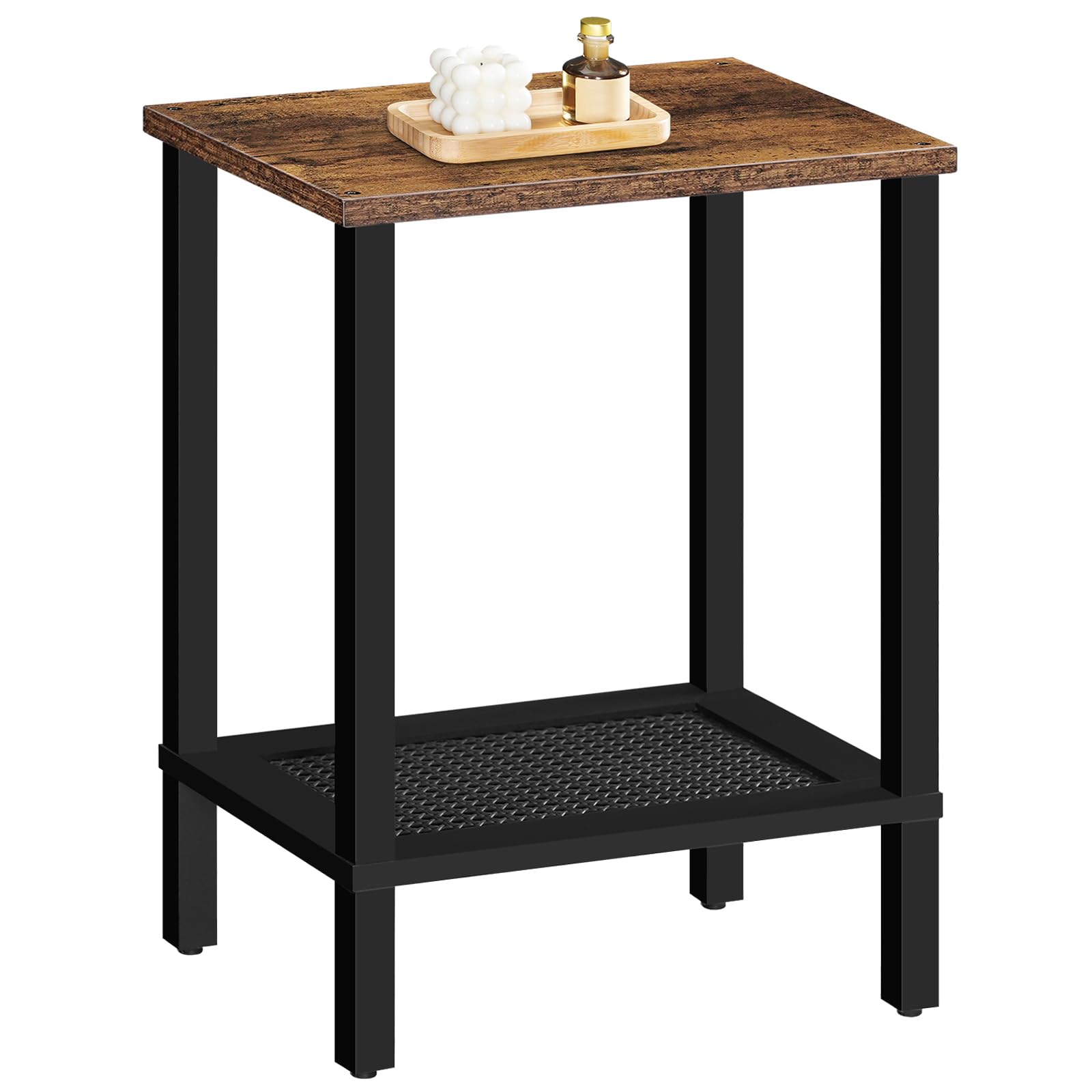 hoobro-side-tables-table-d-appoint-2-niveaux-marron image 1