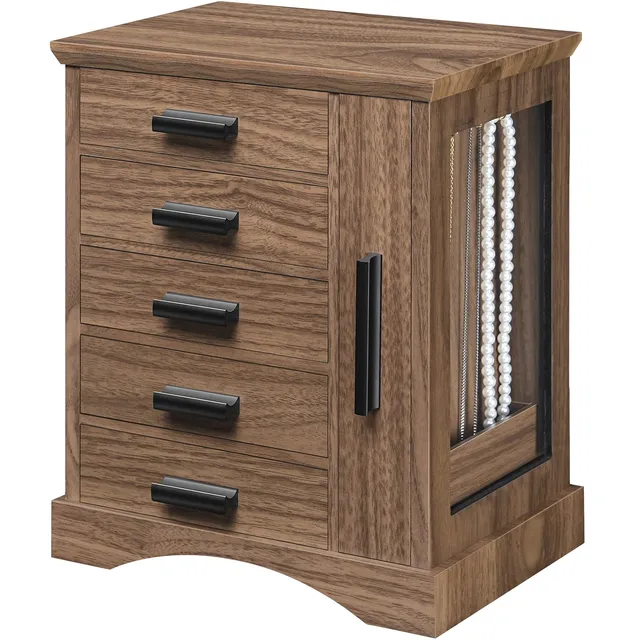 hoobro-bo-te-bijoux-verticale-bois-noyer image 1