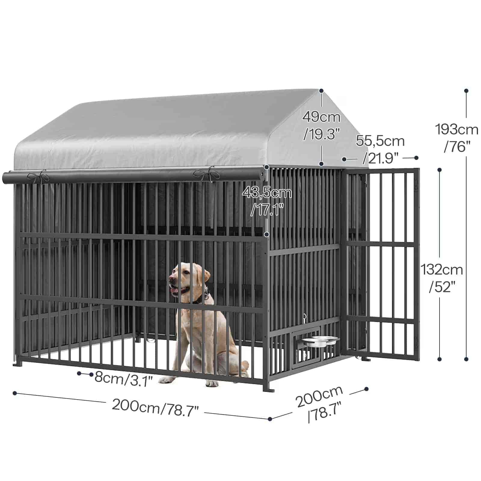 hoobro-chenil-ext-rieur-chien-argent-avec-b-che image 4