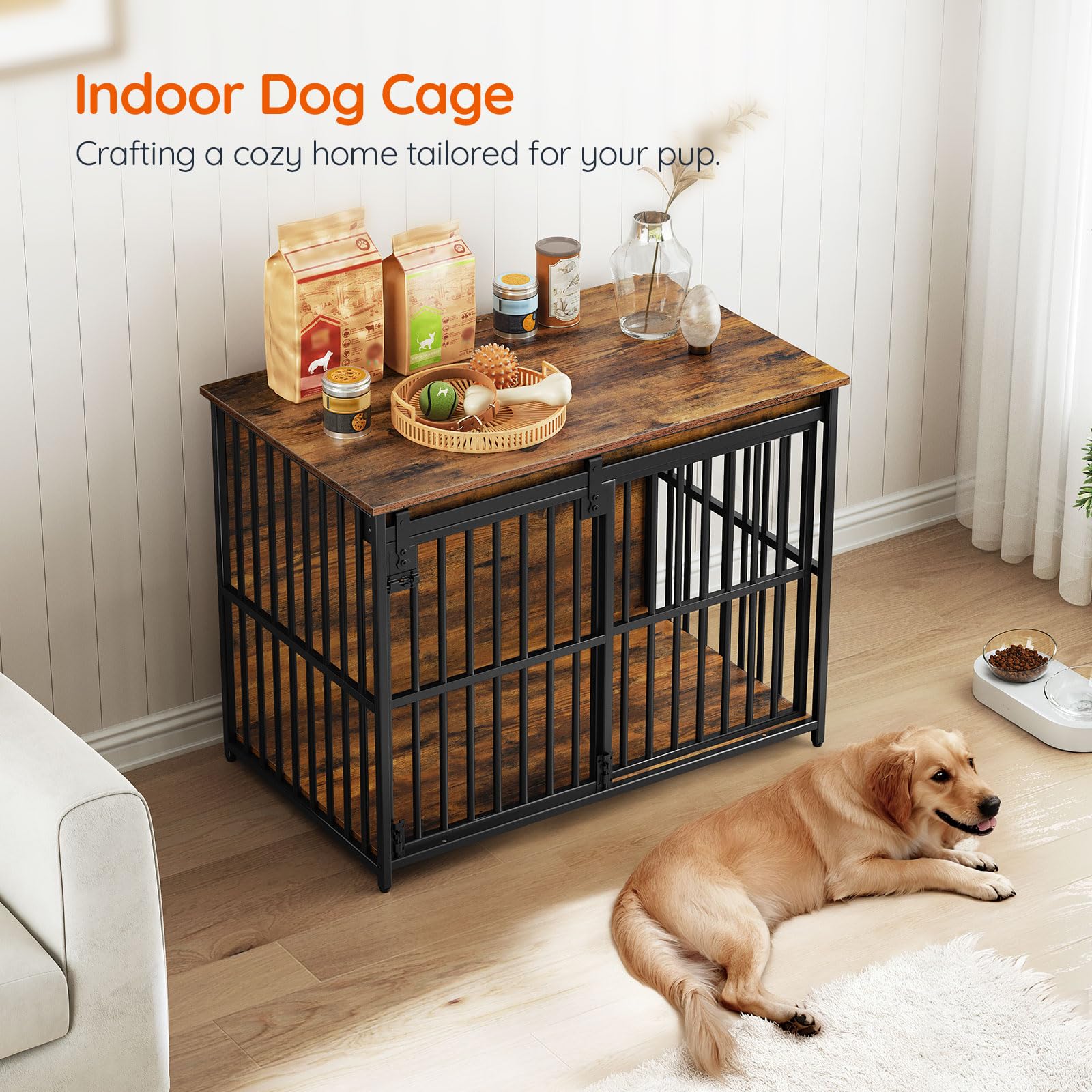 hoobro-pet-furniture-niche-chien-36-6-pouces-marron-cage image 6