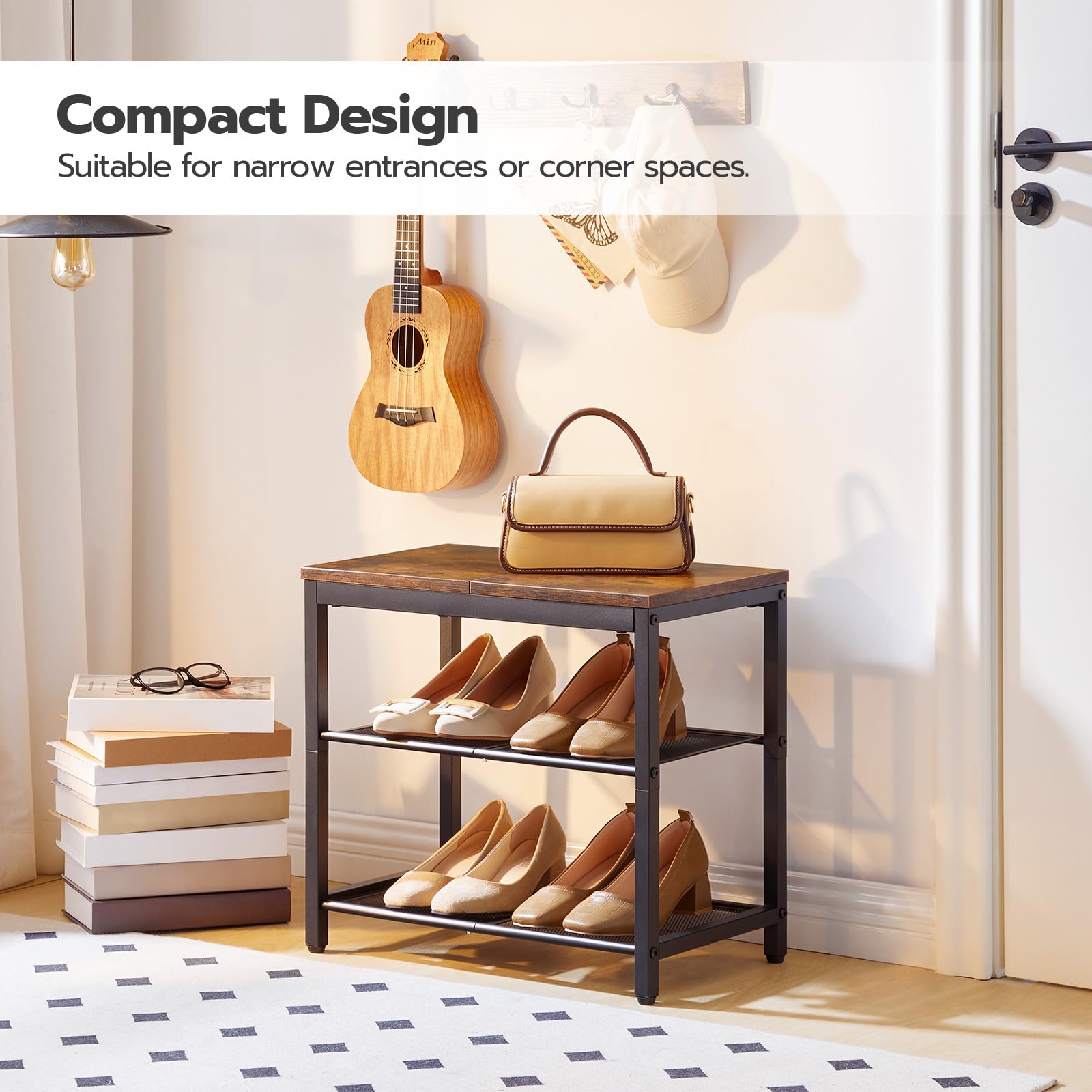 hoobro-shoe-racks-meuble-chaussures-3-niveaux-marron-m-tal image 5