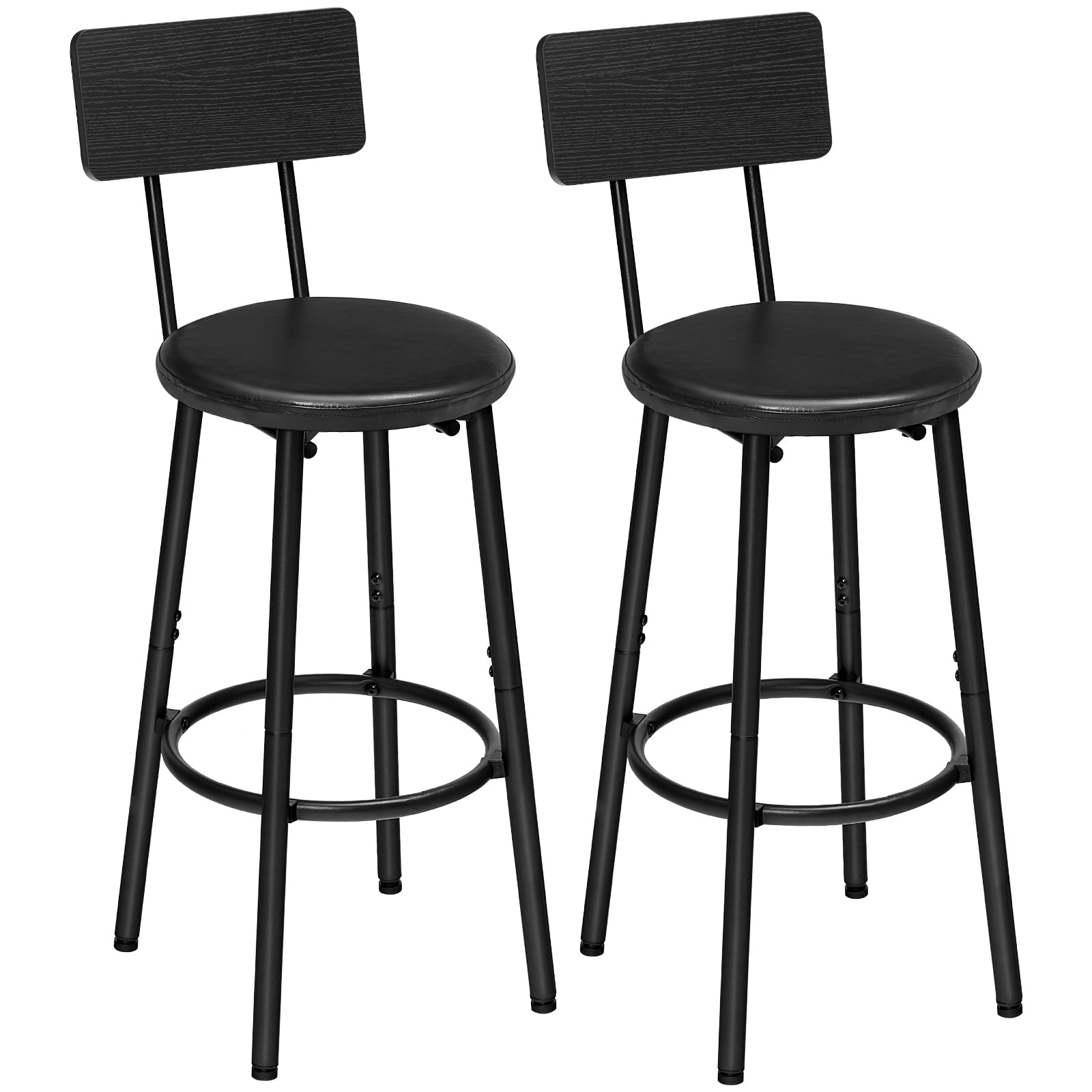 hoobro-bar-stools-tabouret-de-bar-noir-pu-lot-de-2-dossier image 1
