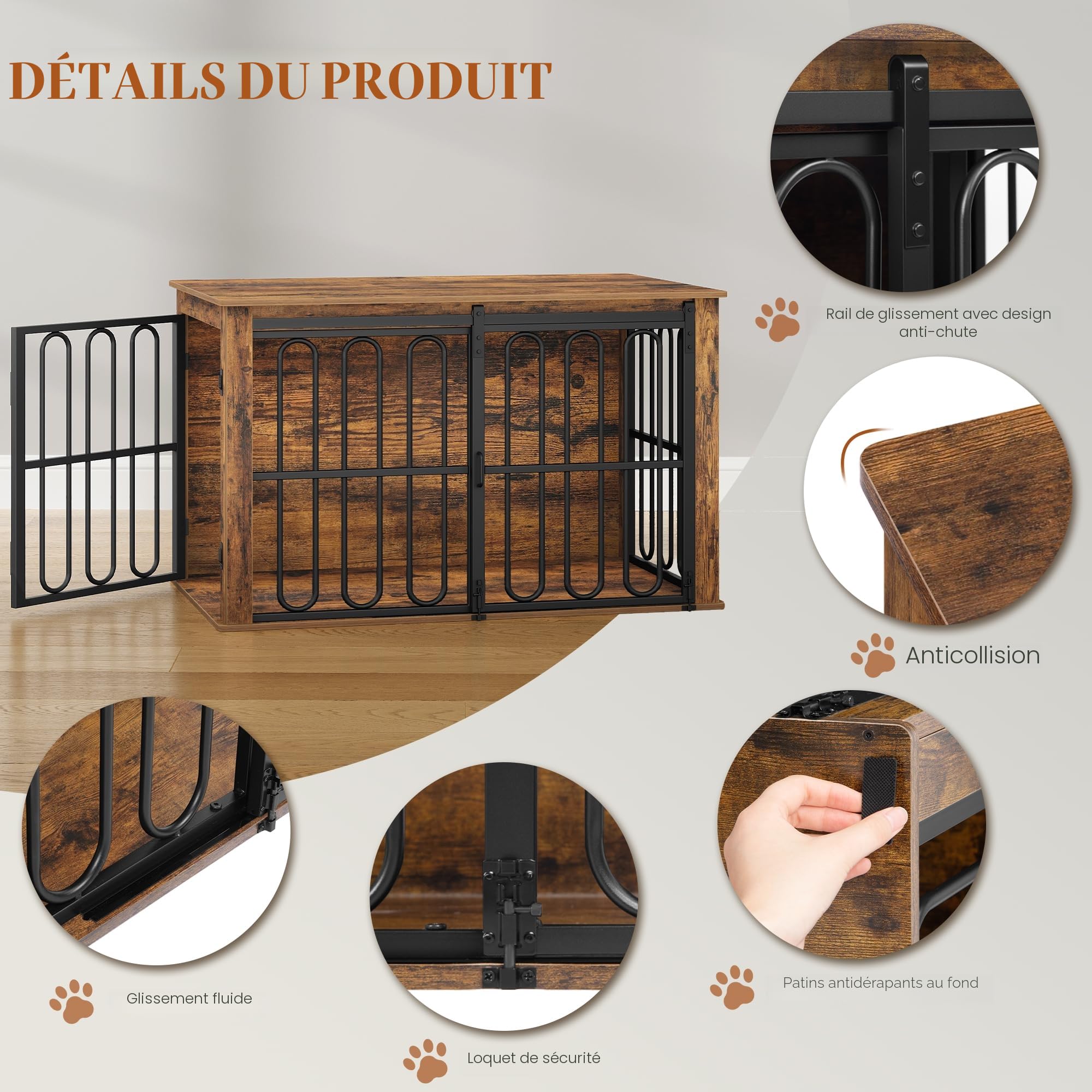 hexcelen-cage-chien-marron-100-cm-table-d-appoint image 6