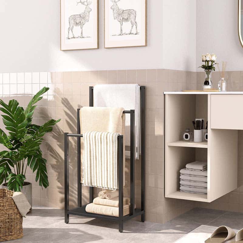 hoobro-porte-serviettes-3-niveaux-noir-avec-tag-re image 2