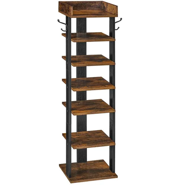hoobro-shoe-racks-meuble-chaussures-7-niveaux-marron image 1