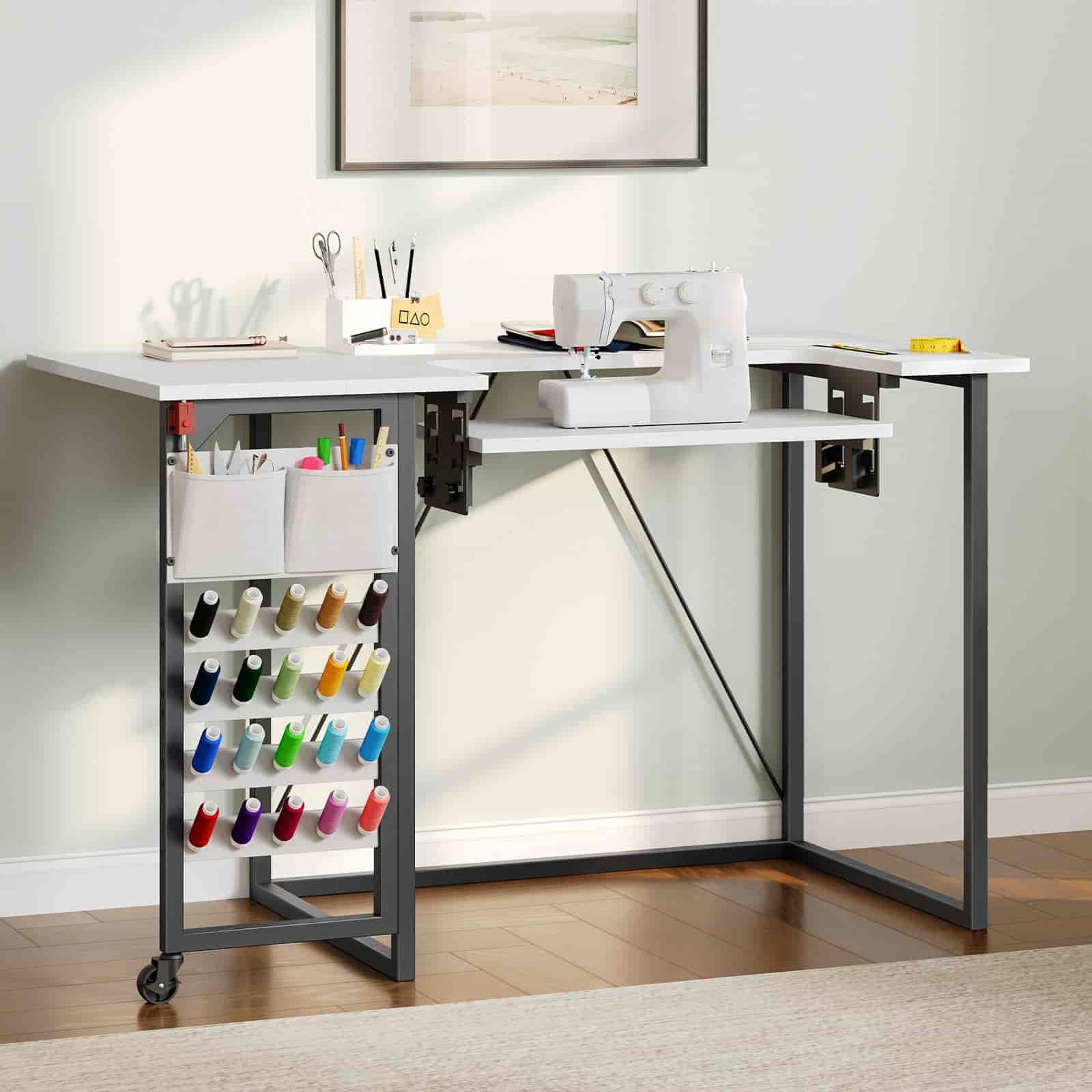 hoobro-table-couture-pliable-hauteur-r-glable-roulettes image 2