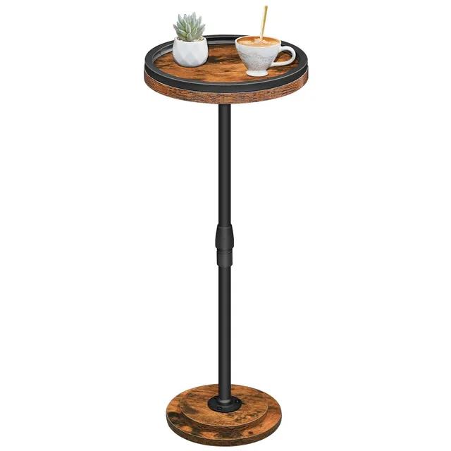 hoobro-side-tables-table-d-appoint-ronde-marron-hauteur-r-glable image 1