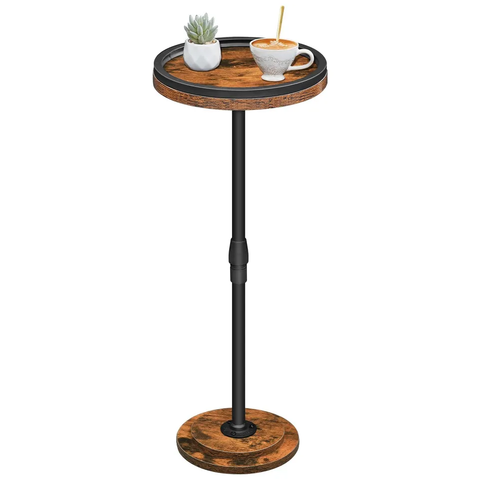 hoobro-side-tables-table-d-appoint-ronde-marron-hauteur-r-glable image 1