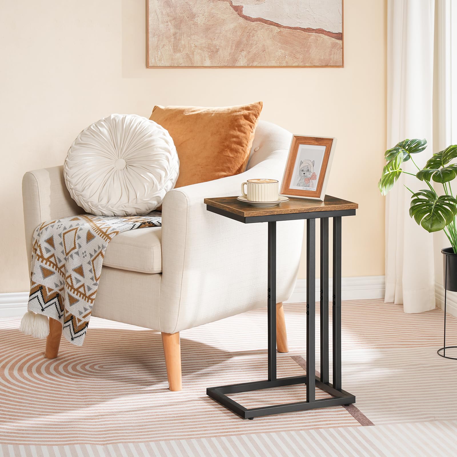hoobro-side-tables-lot-2-tables-d-appoint-en-c-marron image 6