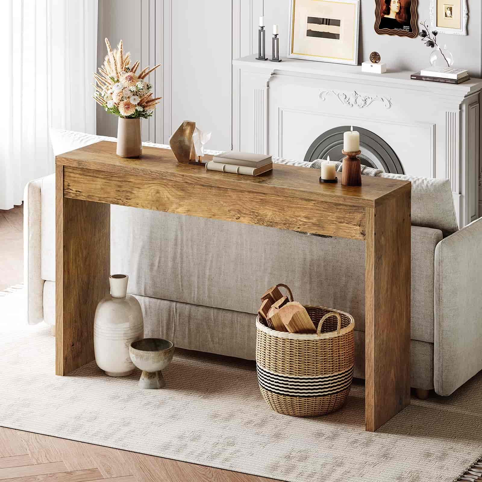 hoobro-console-table-120-cm-console-entr-e-marron-minimaliste image 5