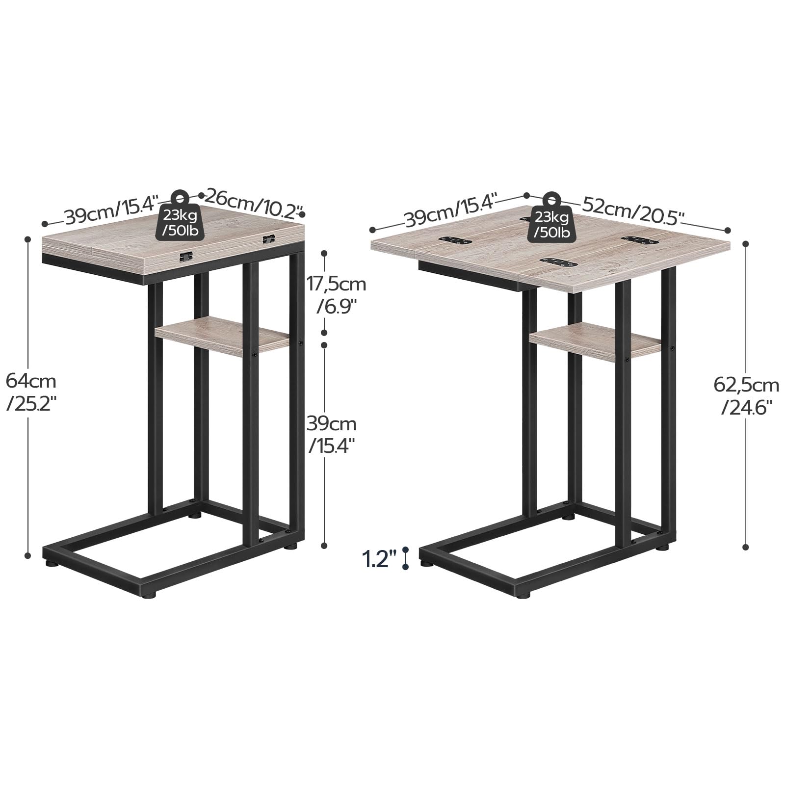 hoobro-side-tables-c-shape-table-d-appoint-greige-pliante-avec-poche image 3