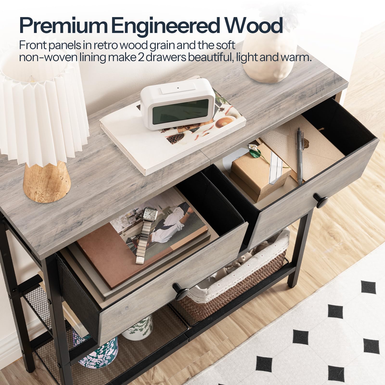 hoobro-console-table-console-entr-e-greige-troite-tiroirs-tissu image 7