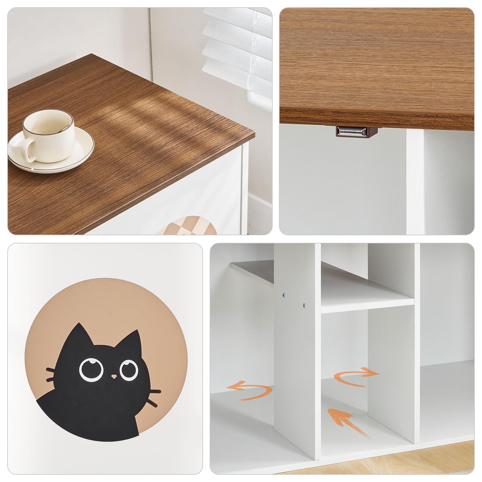 hoobro-meuble-liti-re-chat-double-blanc-avec-rangement image 6