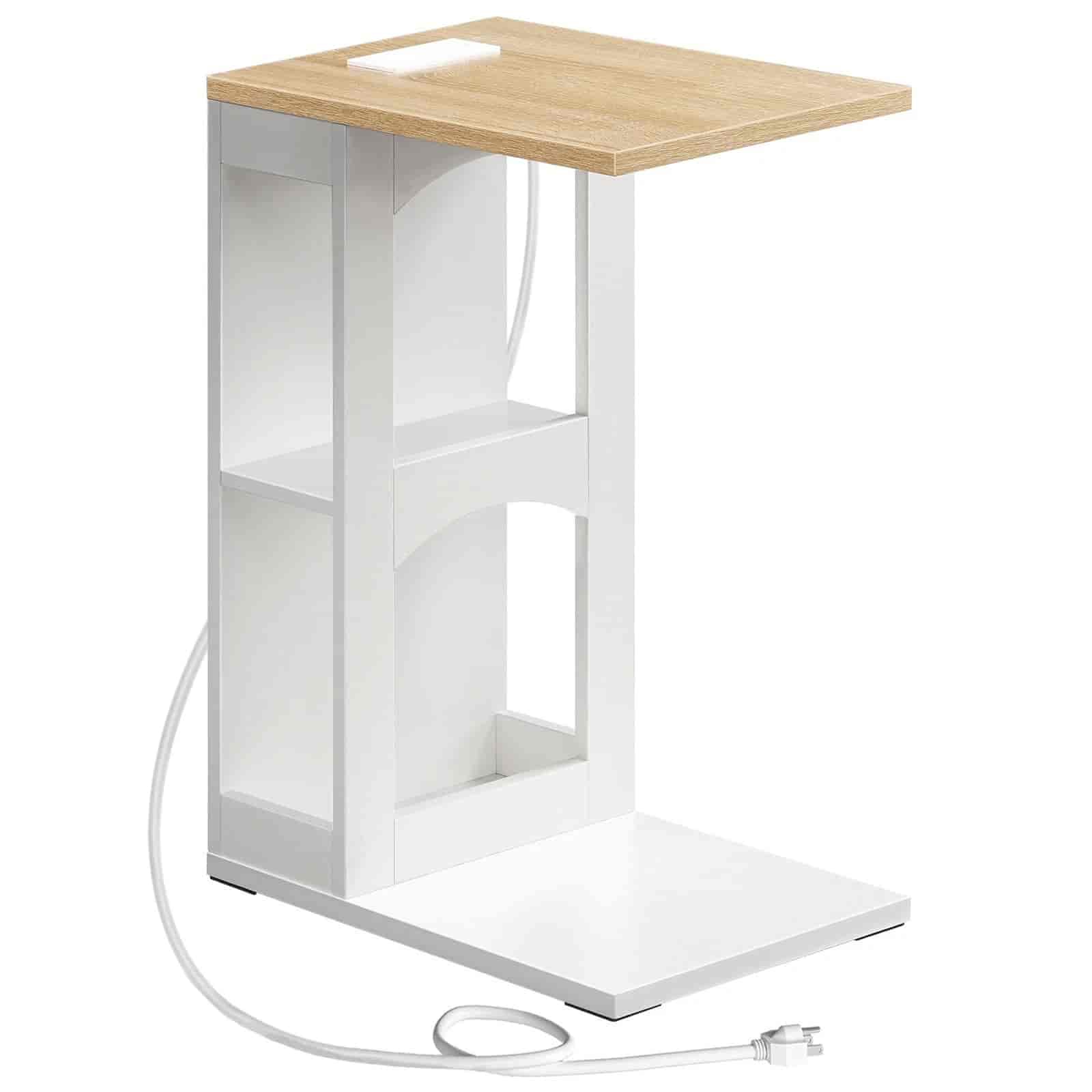 hoobro-table-en-c-blanche-avec-station-charge-appoint image 3