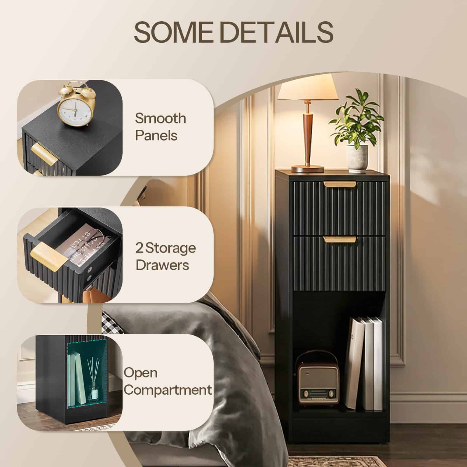 hoobro-nightstands-table-de-chevet-2-tiroirs-noire-cannel-e-troite image 8