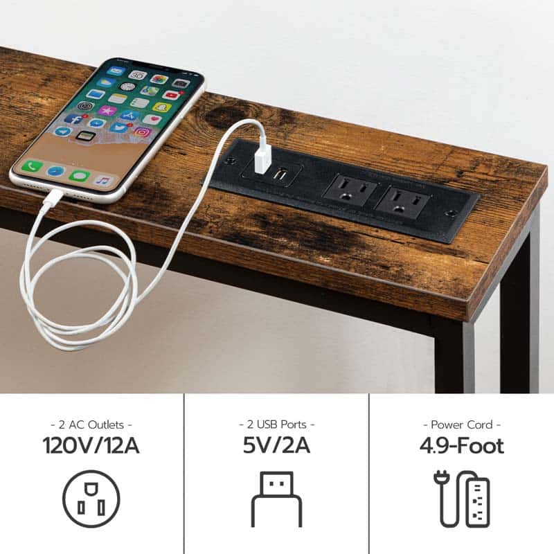 hoobro-console-d-entr-e-marron-120-cm-avec-prises image 8
