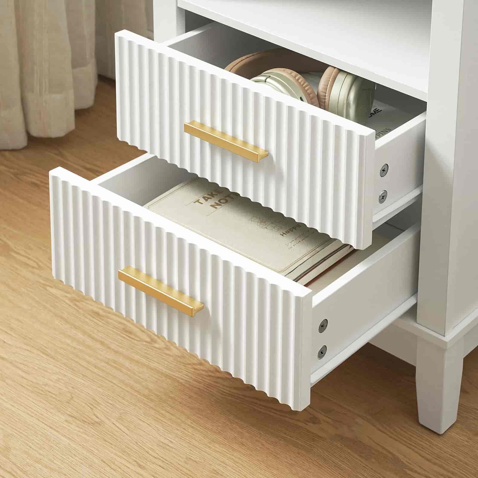 hoobro-nightstands-table-de-chevet-blanche-led-2-tiroirs-marbre image 8