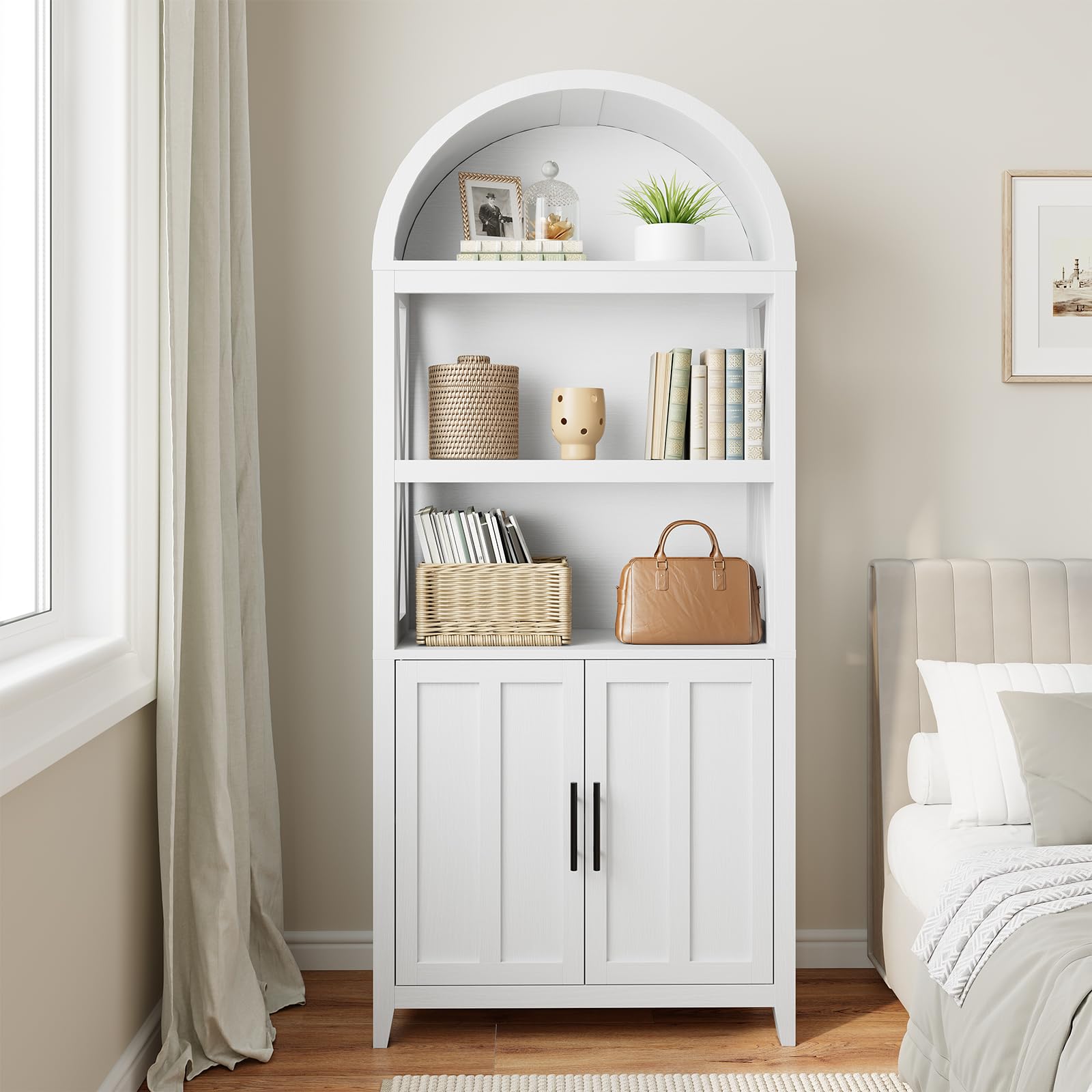 hoobro-bookshelves-biblioth-que-blanche-5-niveaux-arche image 2
