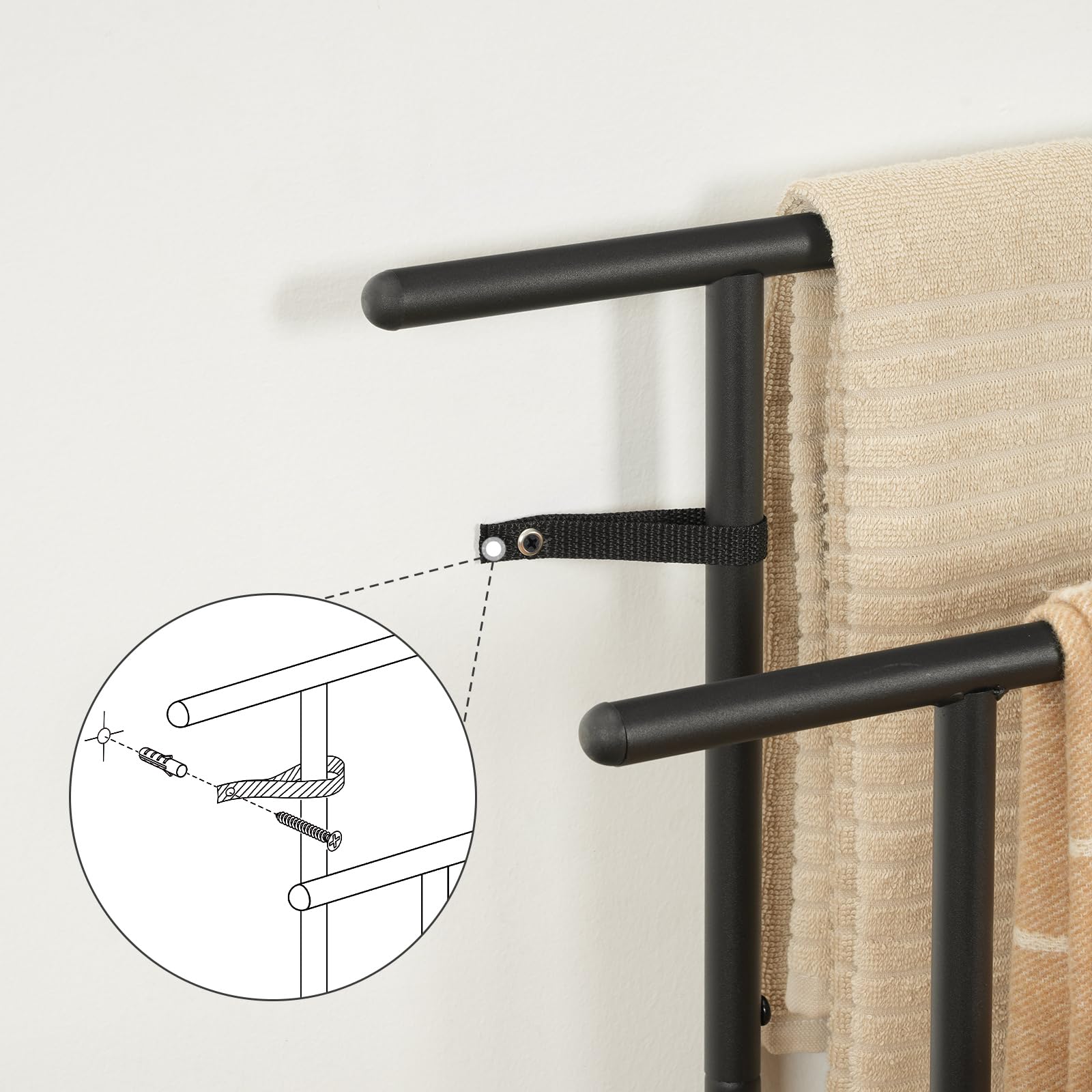hoobro-porte-serviettes-sur-pied-marron-3-niveaux-100-cm image 7