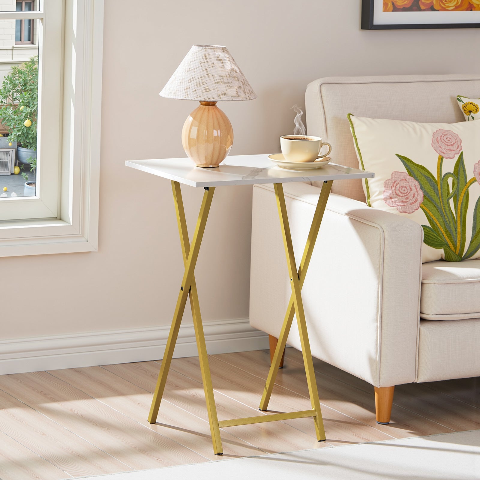 hoobro-tv-tray-tables-table-pliante-marbre-lot-de-2 image 2