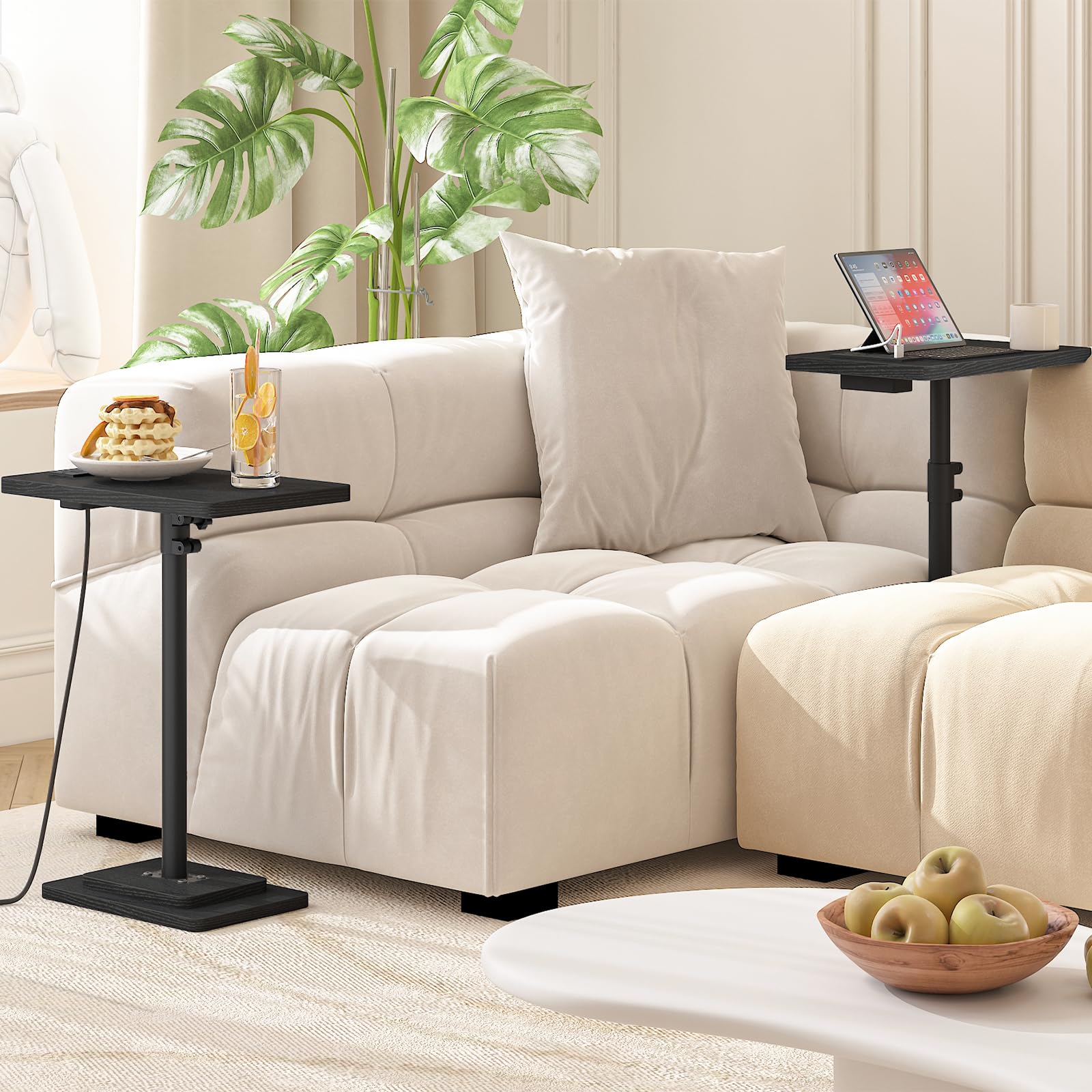 hoobro-bb425ubz01-table-d-appoint-noire-hauteur-r-glable-prise image 2