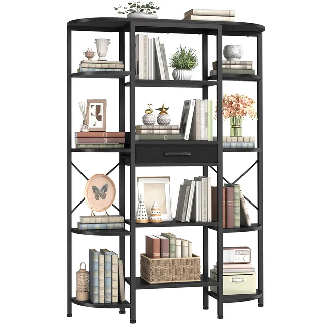 hoobro-bookshelves-biblioth-que-5-niveaux-noire-12-cases image 1