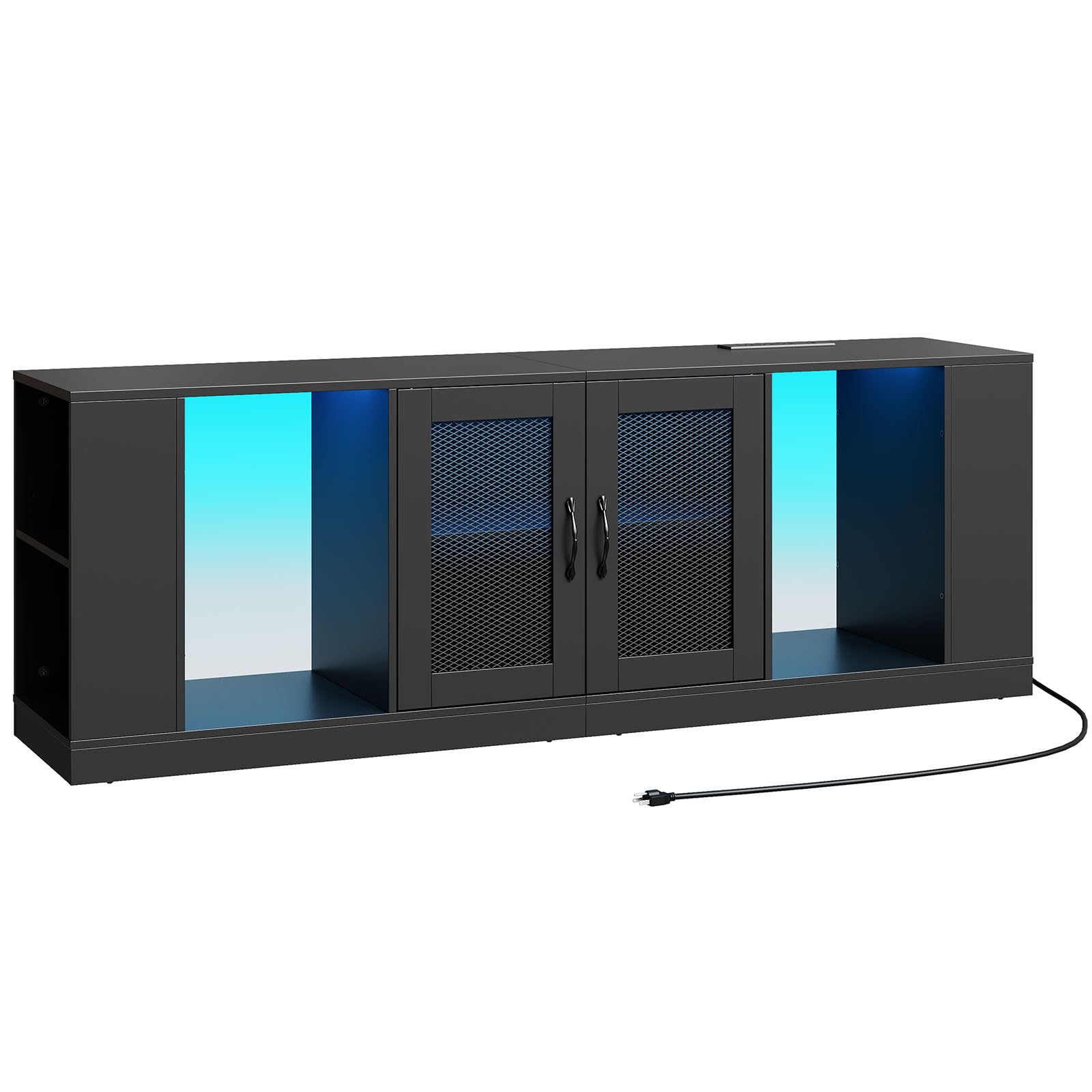 hoobro-meuble-tv-noir-avec-prise-et-led-70-pouces image 3
