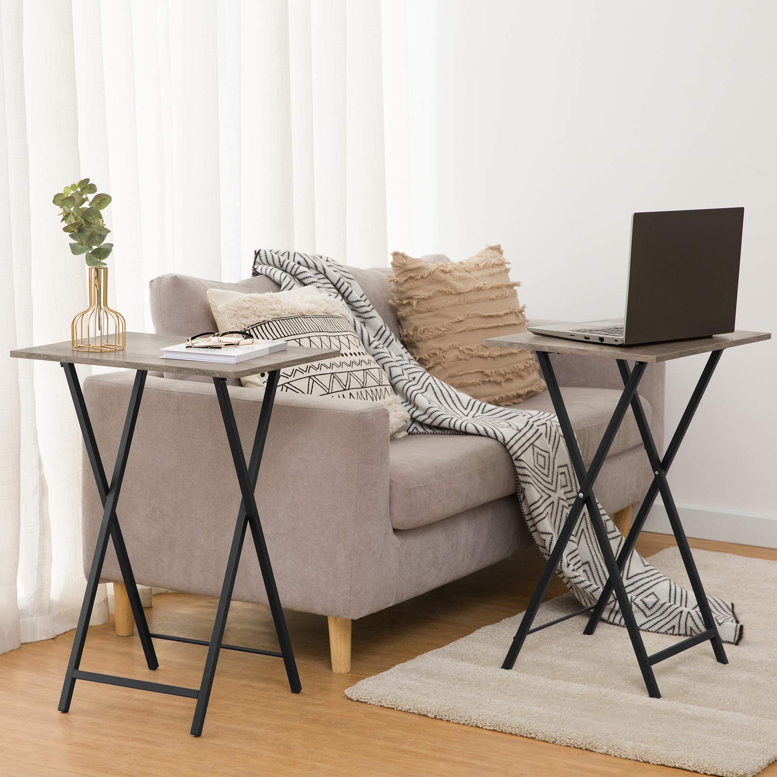 hoobro-table-pliante-plateau-tv-greige-lot-de-4 image 5