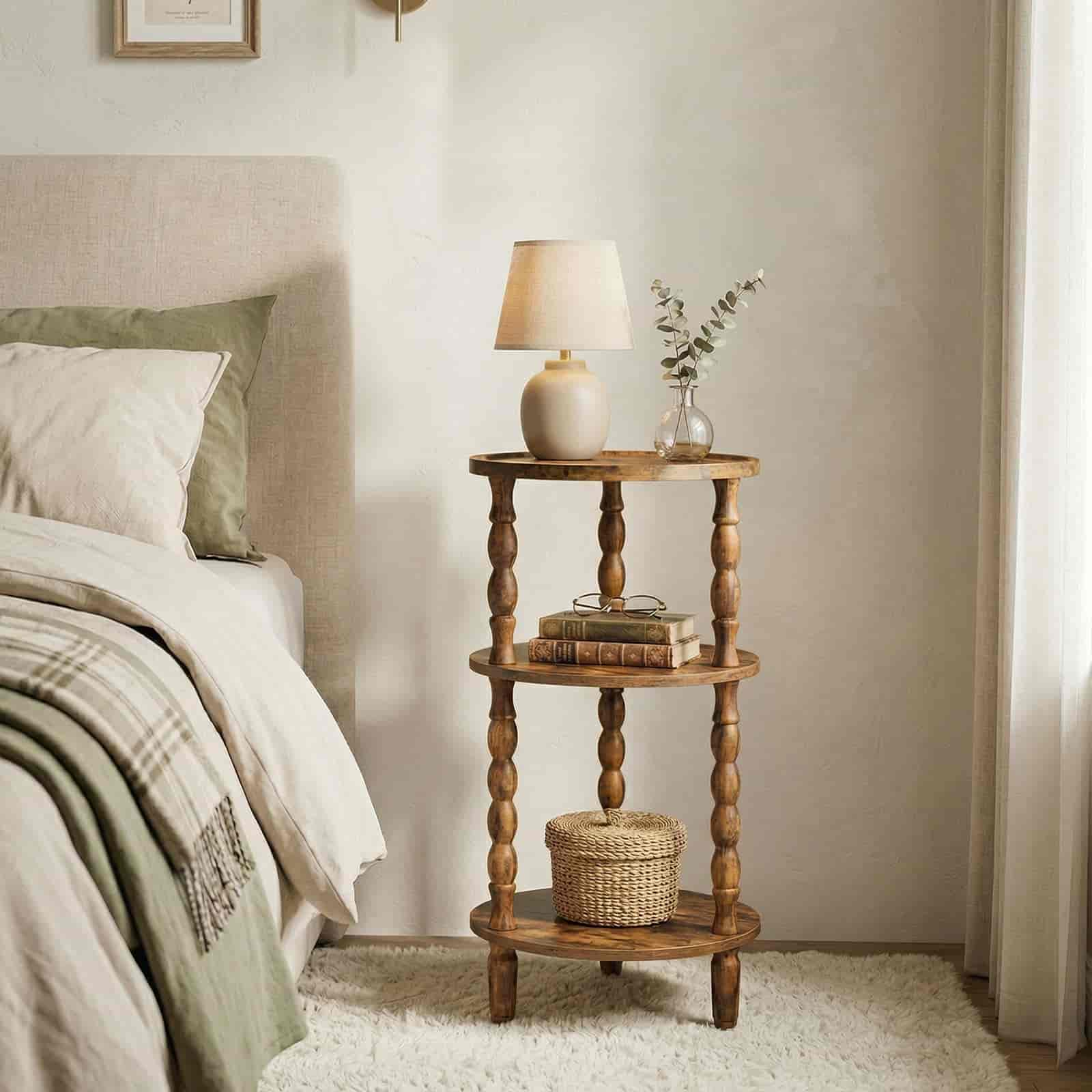 hoobro-side-tables-table-appoint-ronde-marron-3-niveaux image 5