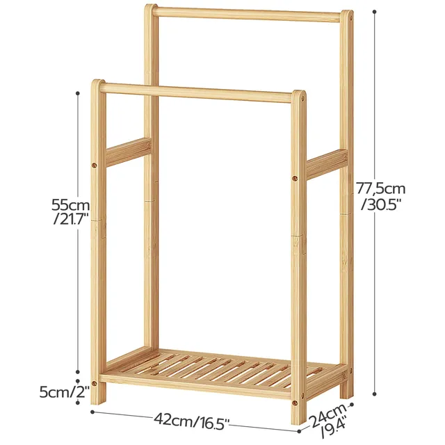 hoobro-bathroom-furniture-porte-serviettes-bambou-beige image 1