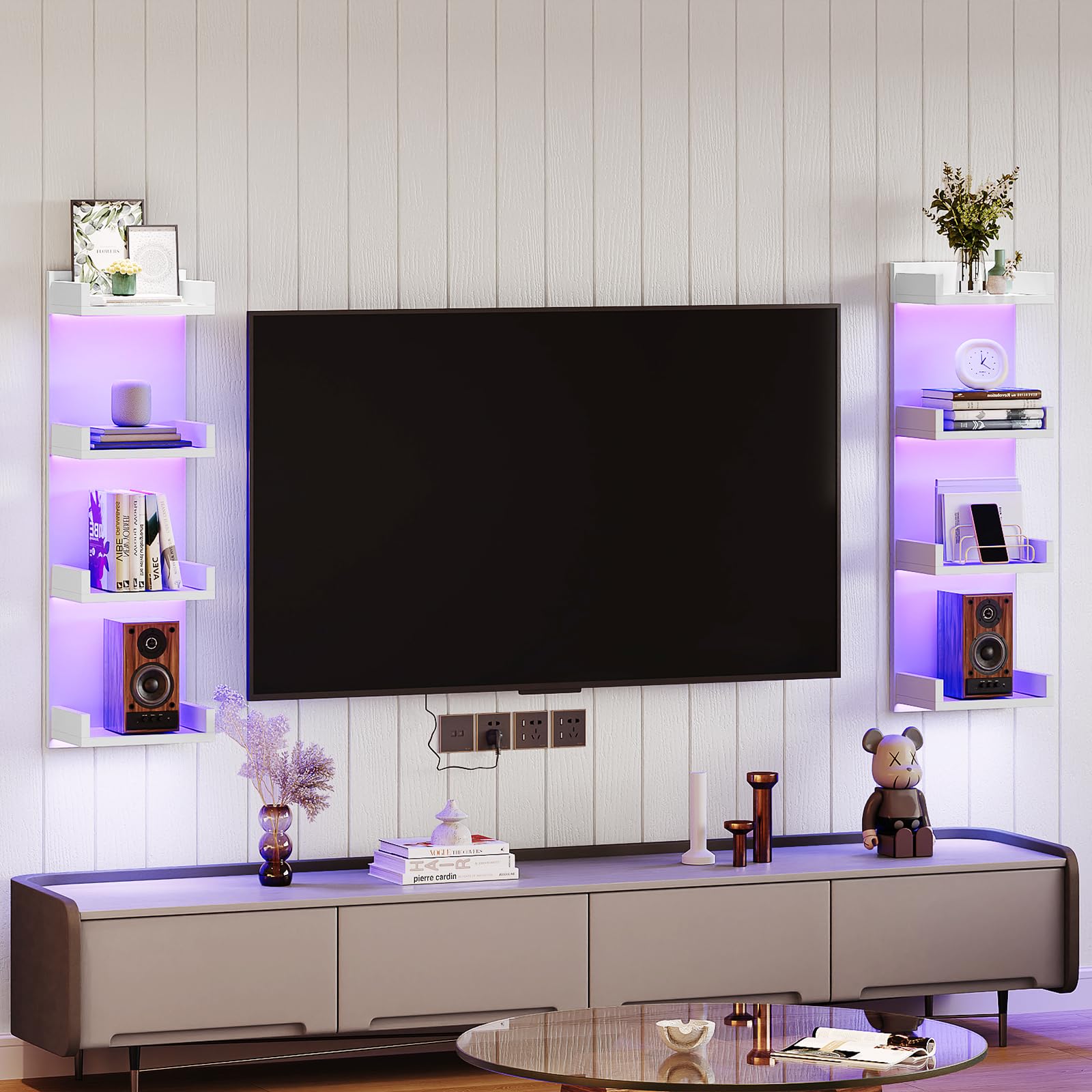 hoobro-storage-racks-tag-re-murale-blanche-led-rgb-4-niveaux image 4