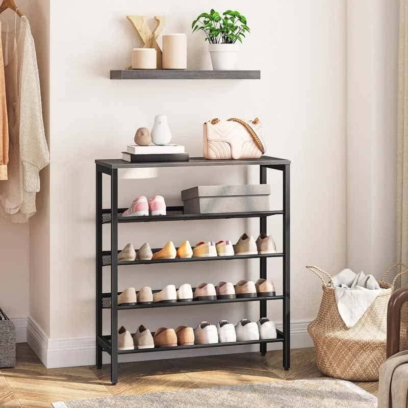hoobro-shoe-racks-5-niveaux-meuble-chaussures-marron-16-paires image 2
