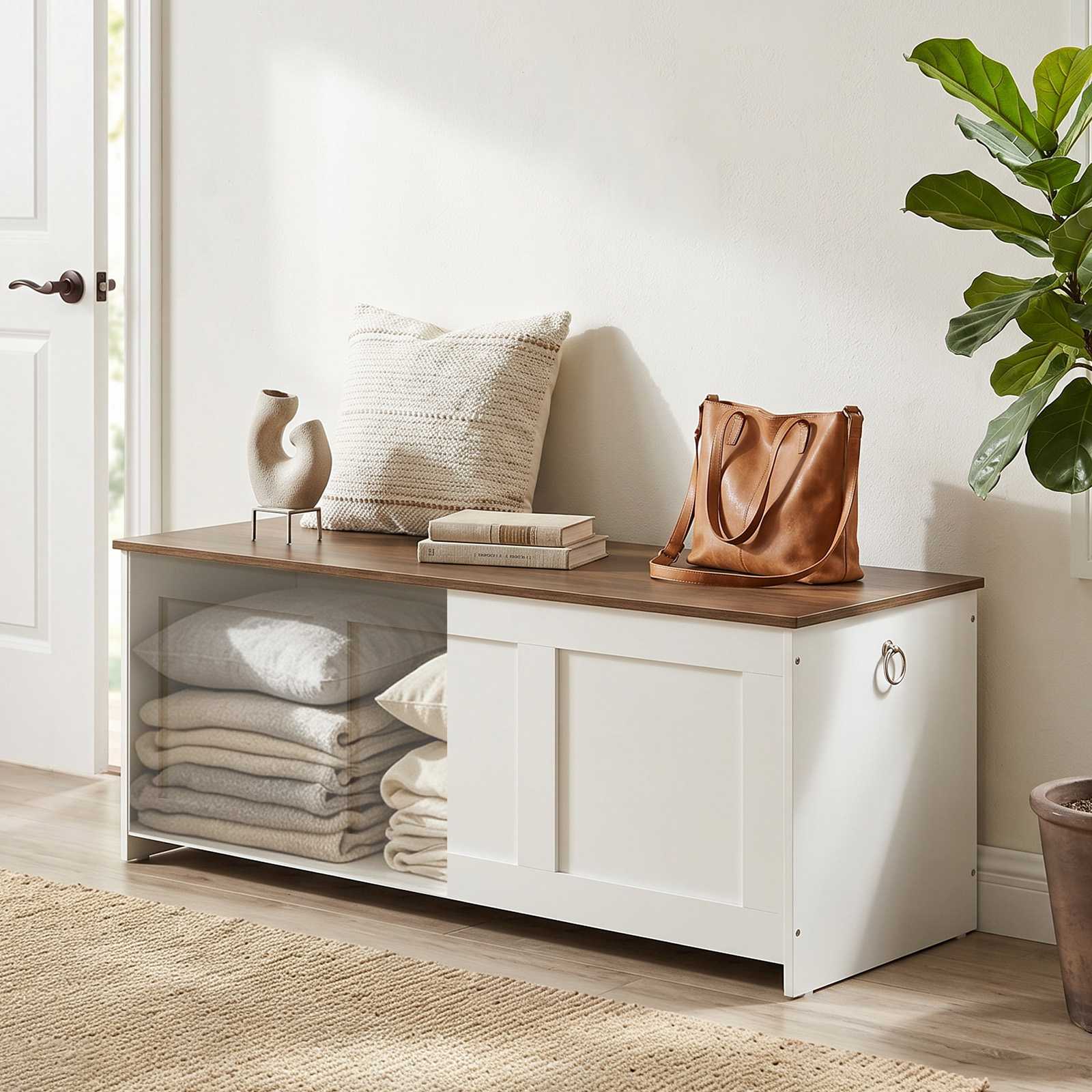 hoobro-storage-benches-banc-coffre-blanc-bout-de-lit image 6