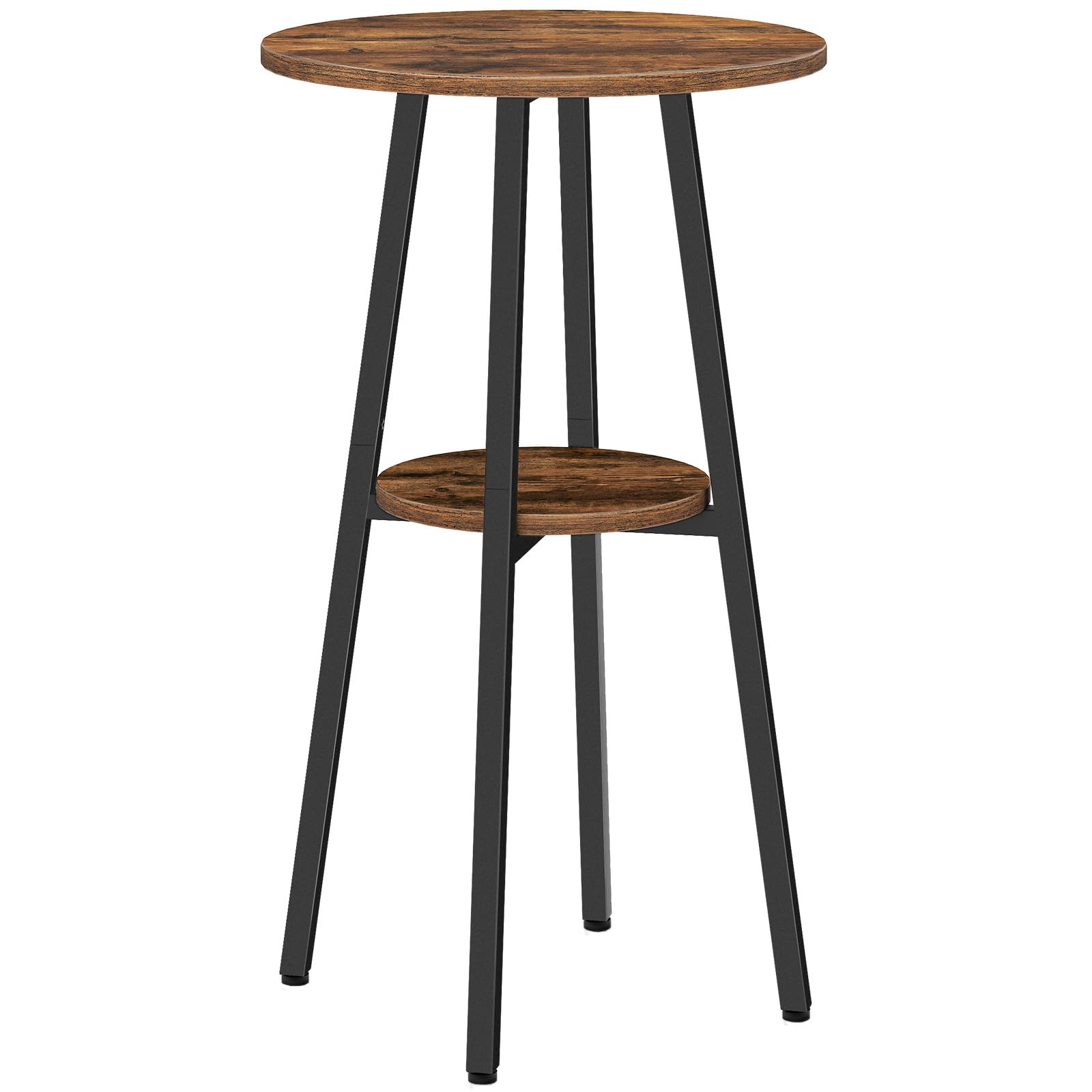 hoobro-beverage-counters-table-de-bar-ronde-2-niveaux-marron image 1