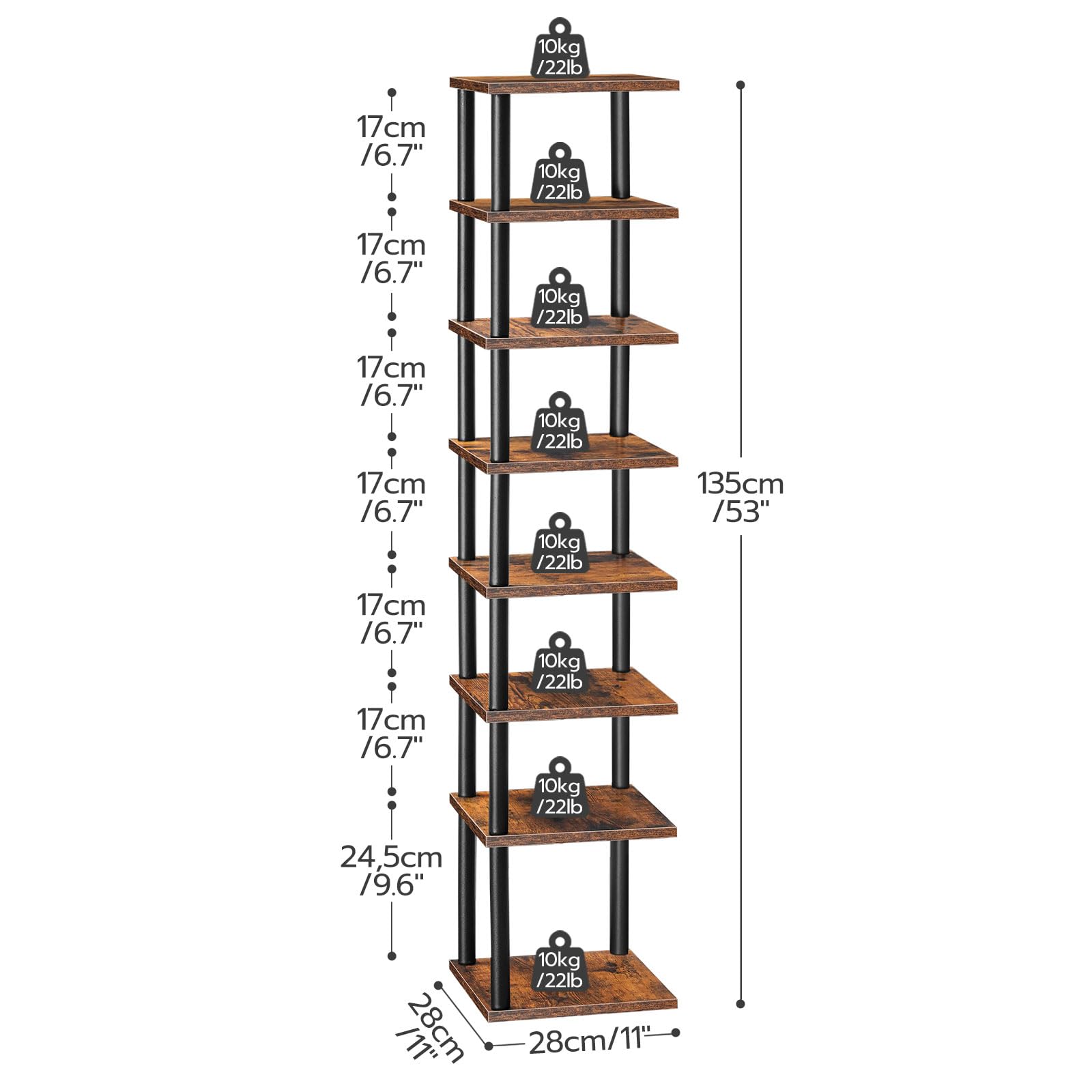 hoobro-shoe-racks-8-tier-meuble-chaussures-marron-2 image 3