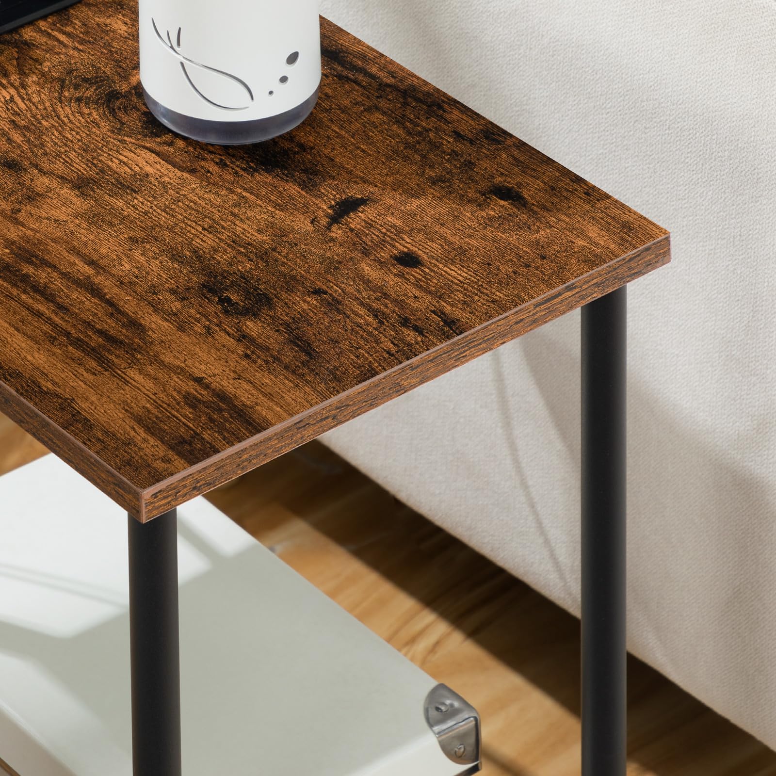 hoobro-side-tables-lot-2-tables-d-appoint-marron-usb image 7