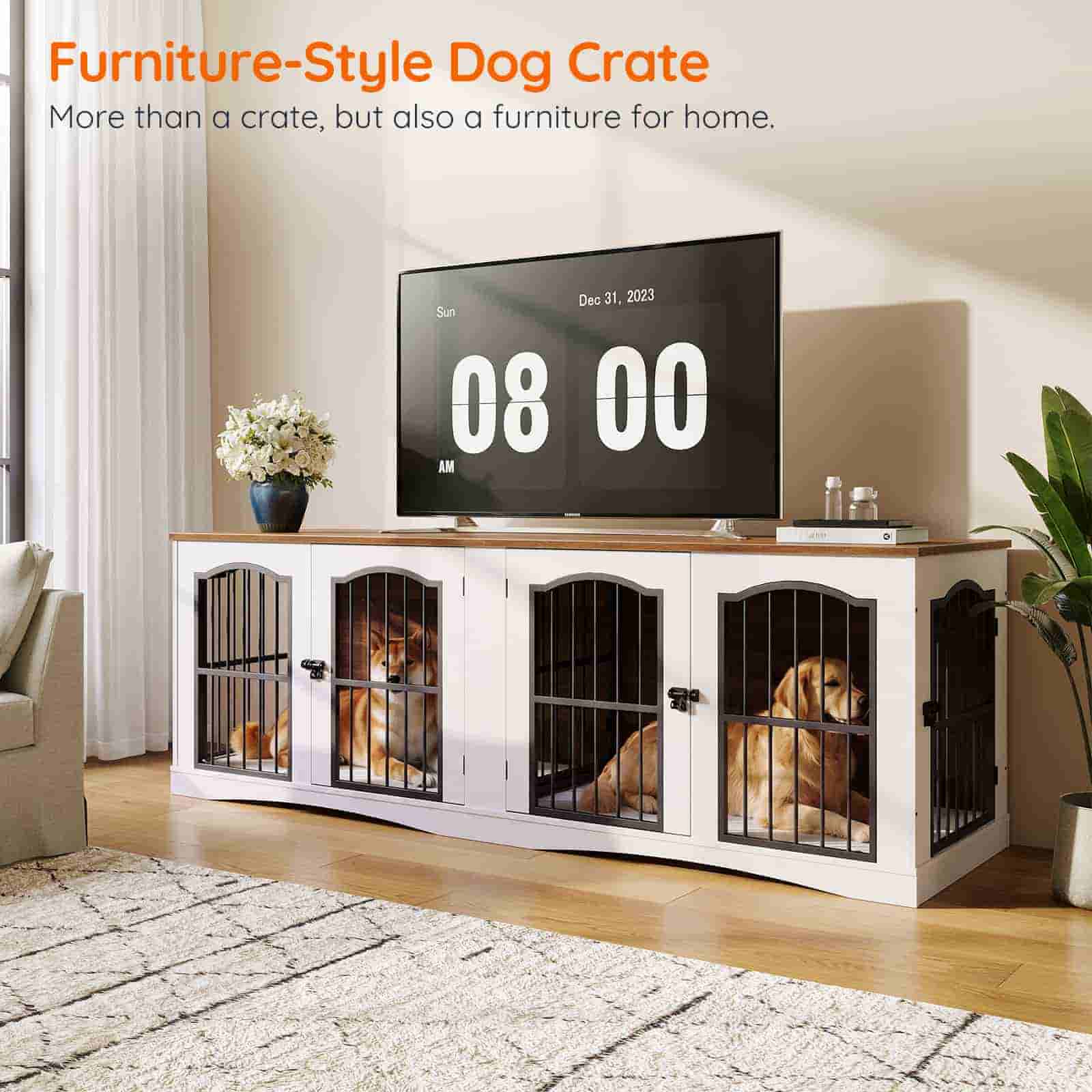hoobro-pet-furniture-niche-chien-bois-blanche-double-avec-s-parateur image 7