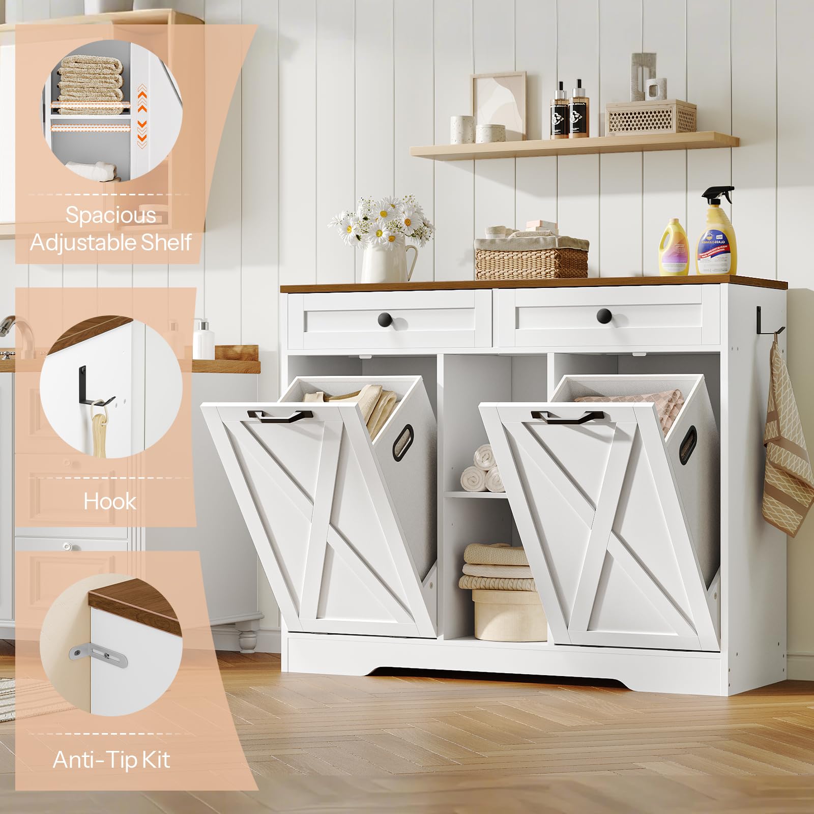 hoobro-meuble-panier-linge-double-blanc-87-l-avec-tag-re image 5