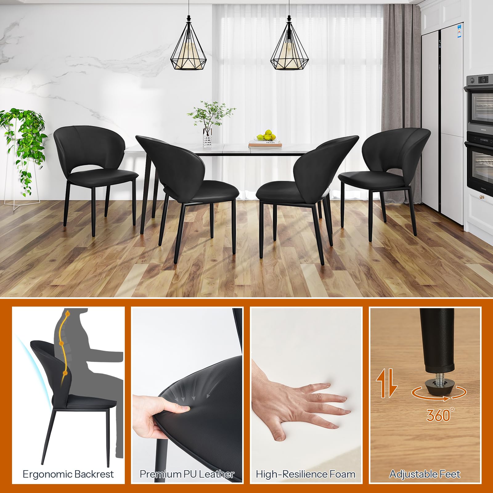 hoobro-chaises-salle-manger-noires-x2-simili-cuir image 8