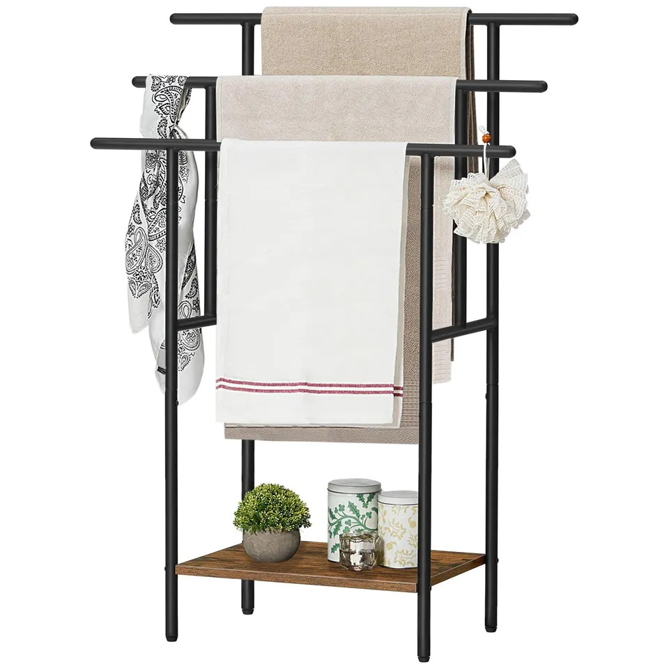 hoobro-porte-serviettes-sur-pied-marron-3-niveaux-100-cm image 1