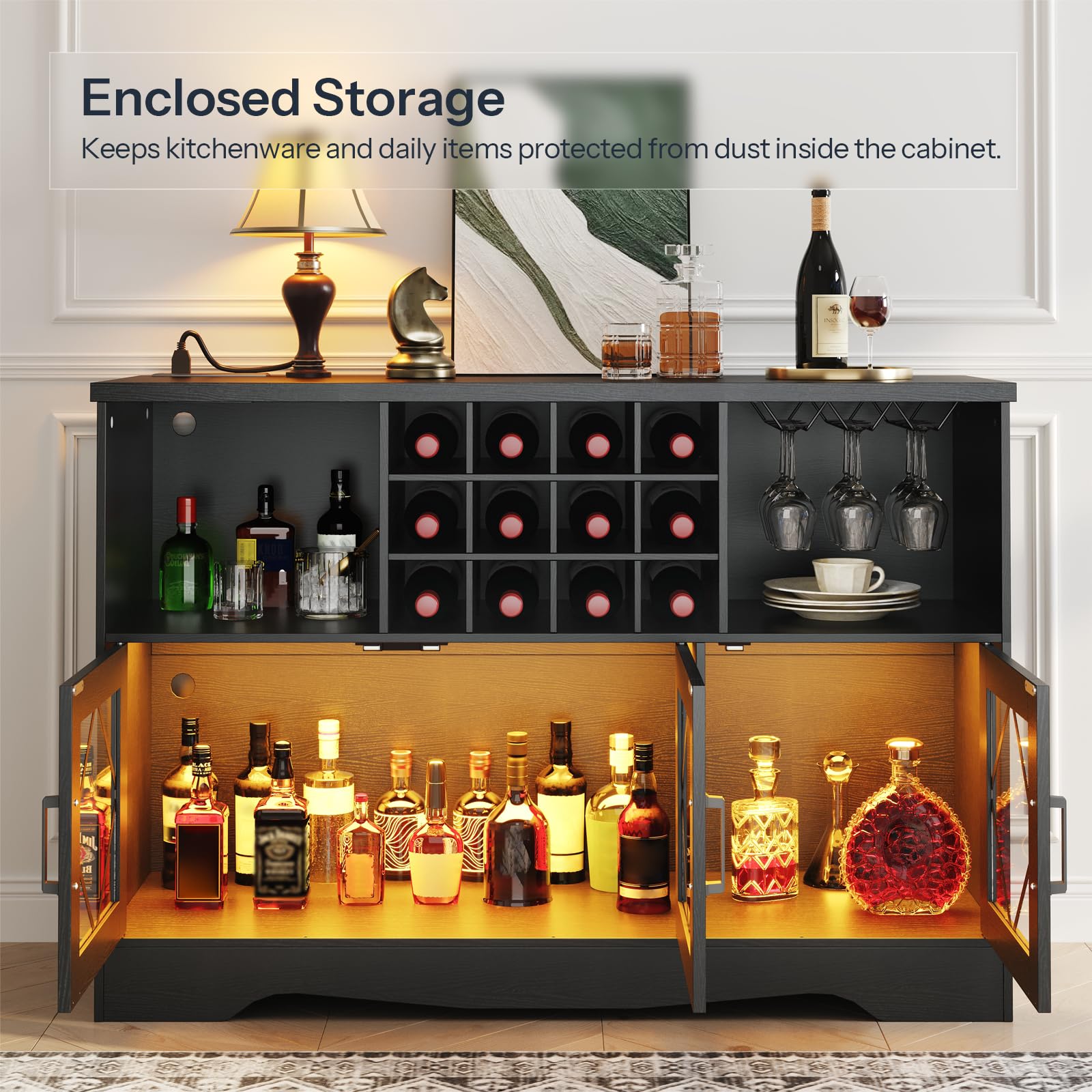 hoobro-beverage-counters-meuble-bar-noir-led-12-bouteilles image 6