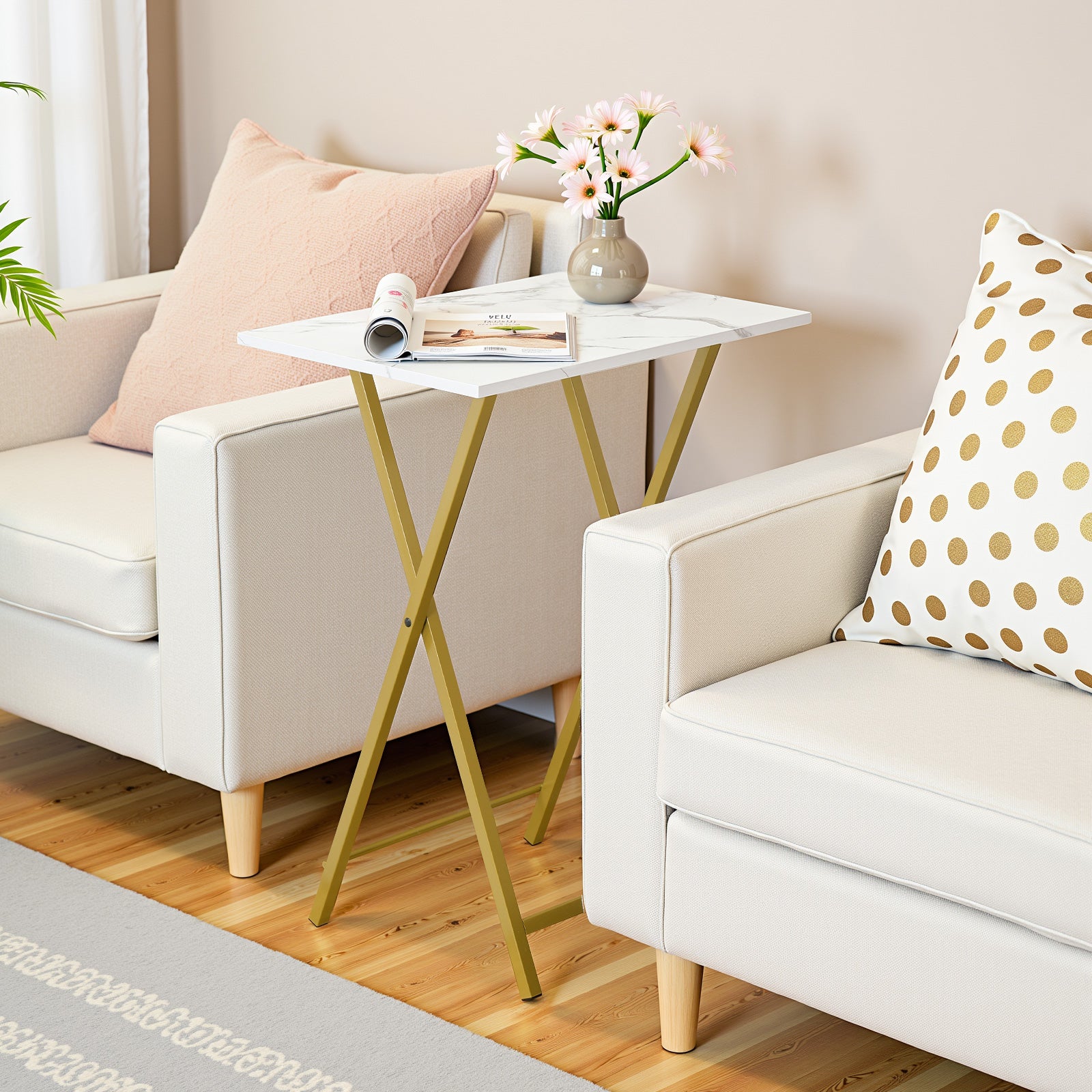 hoobro-tv-tray-tables-table-pliante-marbre-lot-de-2 image 8