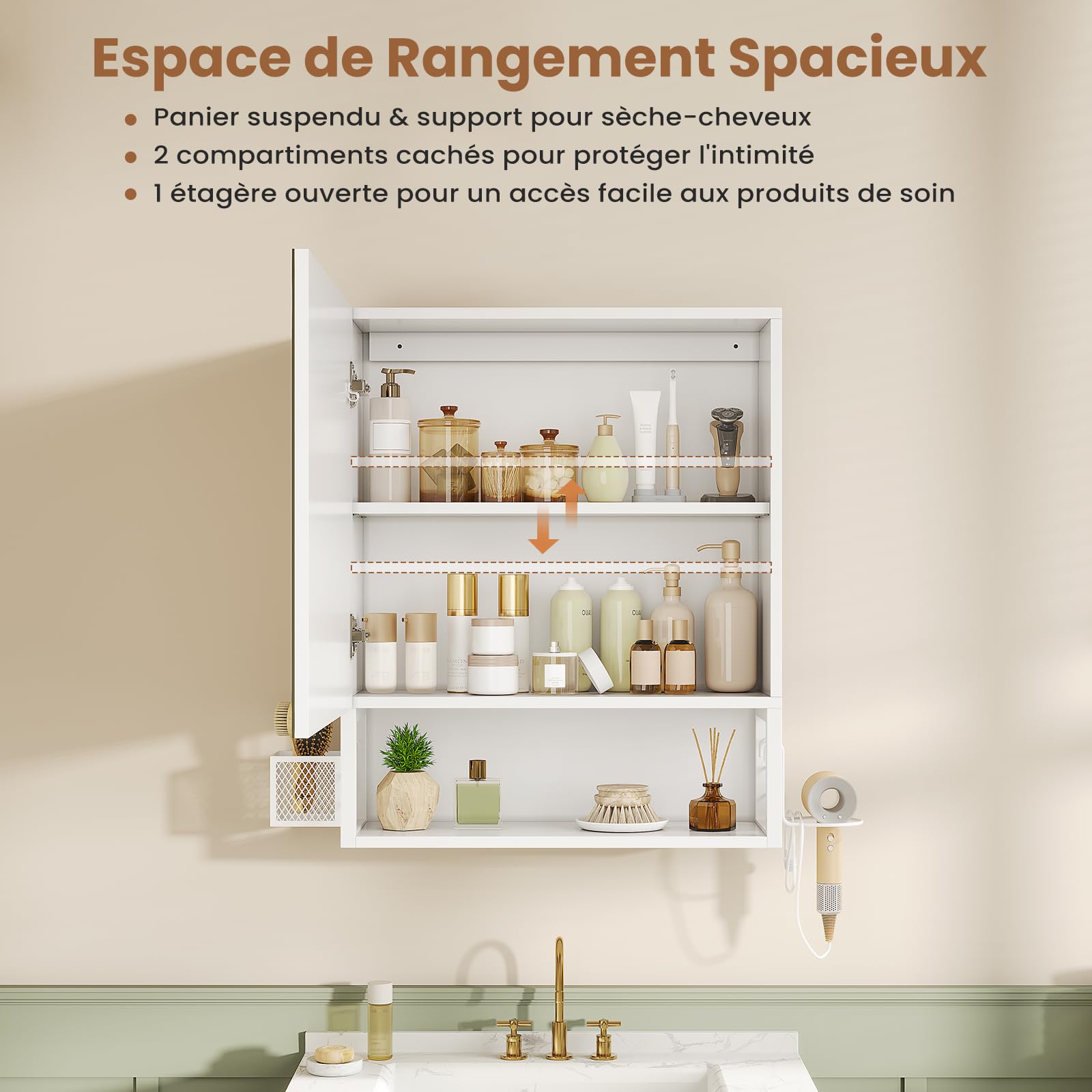 forabamb-armoire-miroir-led-50x16x60cm-blanche-2-portes image 5