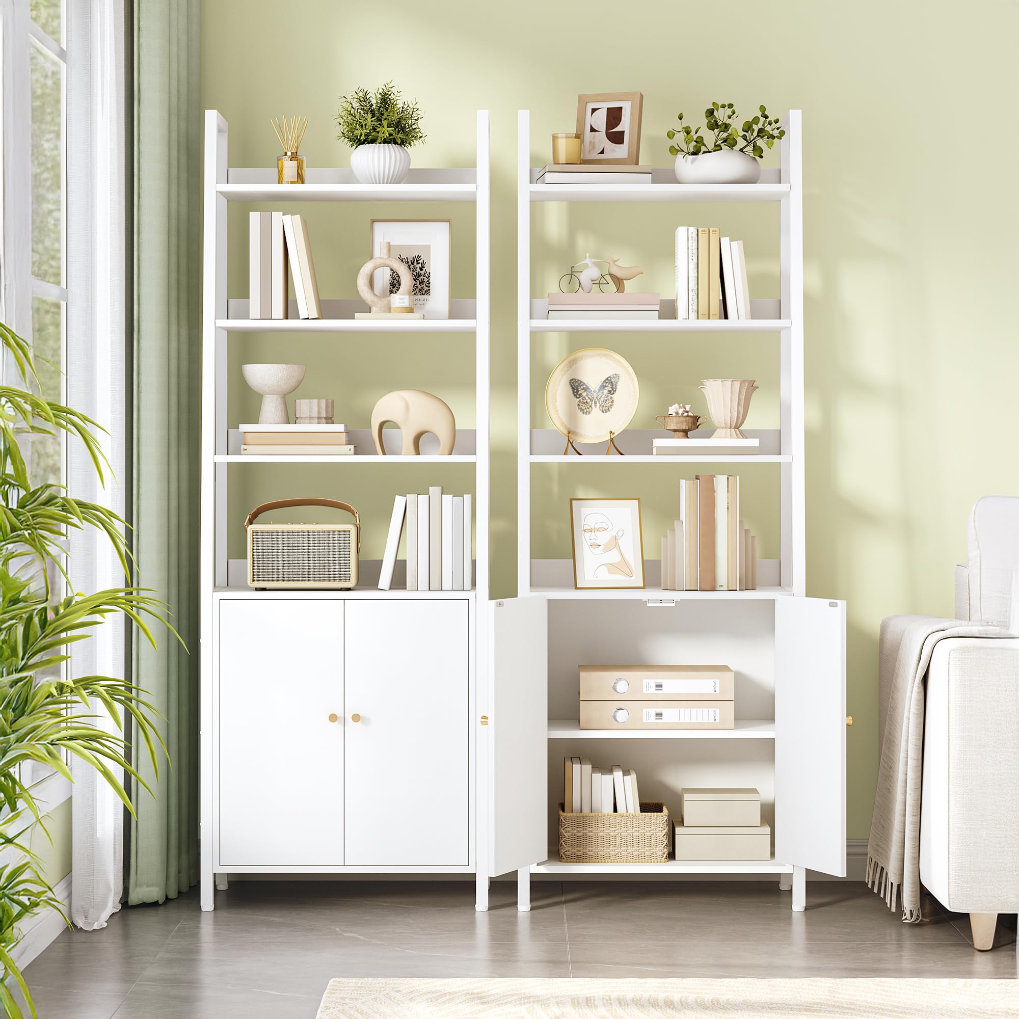 hexcelen-biblioth-que-6-niveaux-portes-tag-re-blanc-170-cm image 3