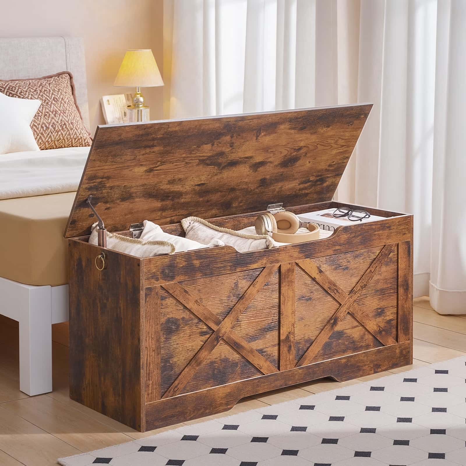 hoobro-banc-coffre-100-cm-marron-coffre-de-rangement image 7