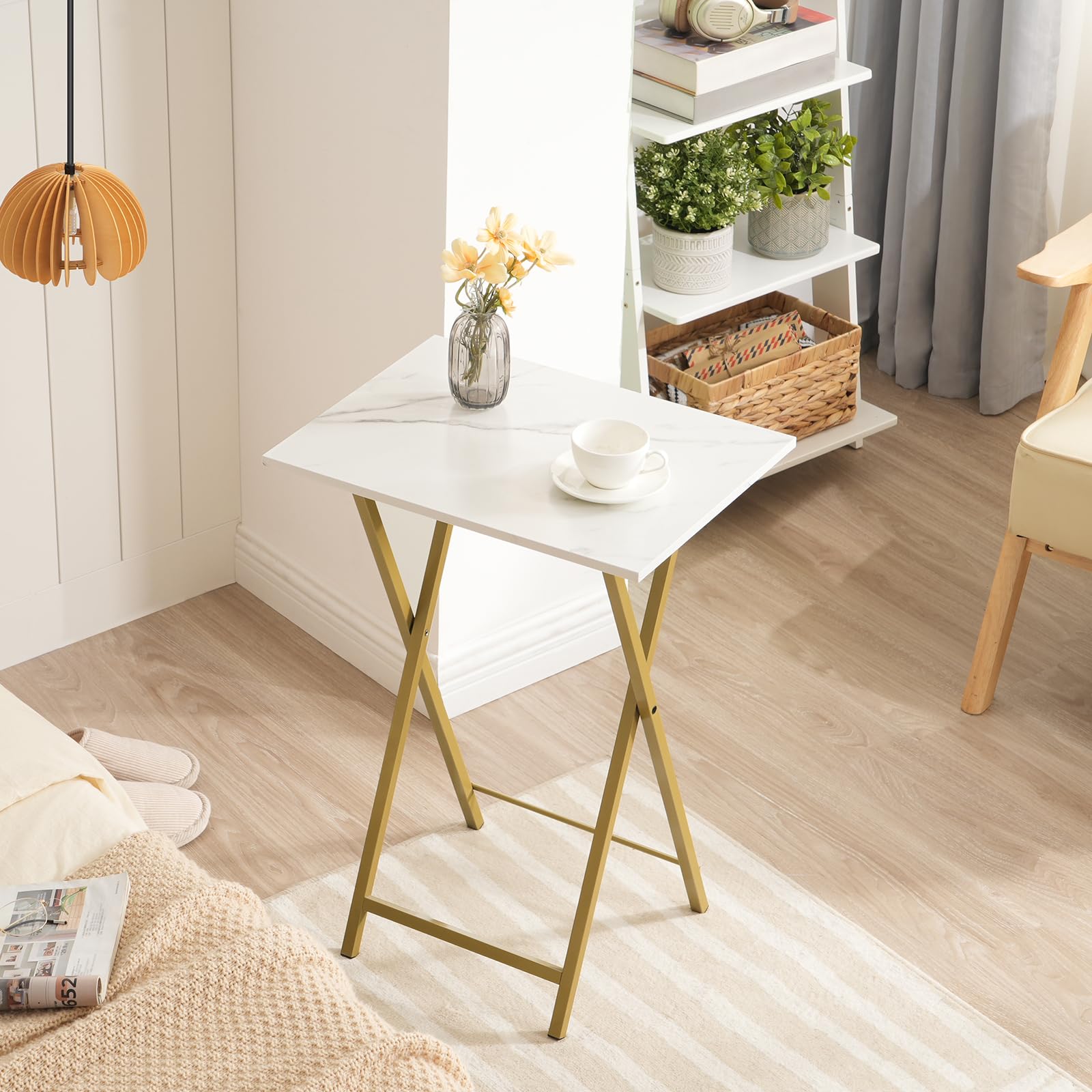 hoobro-tv-tray-tables-table-d-appoint-pliante-marbre-lot-4 image 5